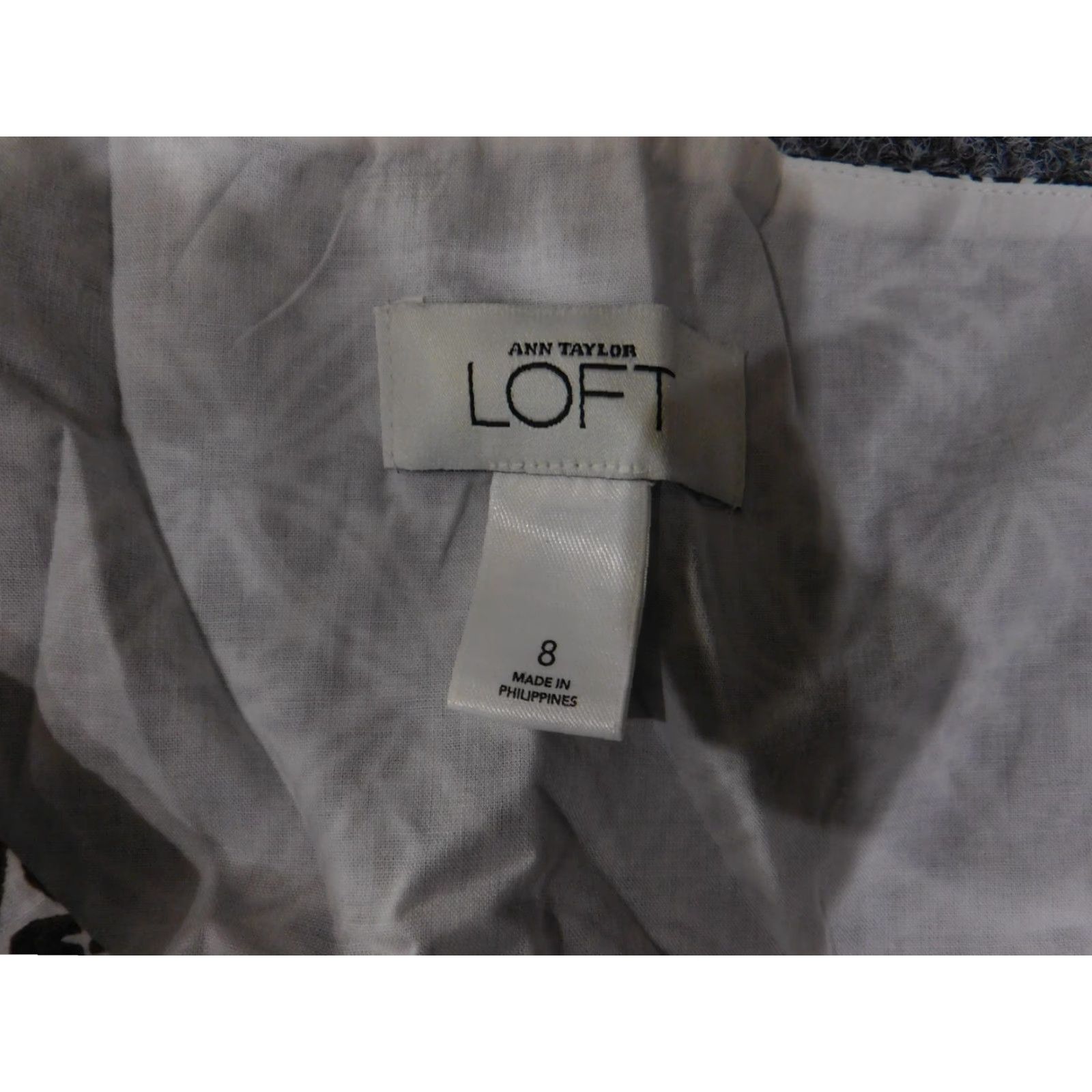 Loft Ann Taylor LOFT Dress Womens 8 Black White Sleeveless V-Neck A-Line Cotton Lined Size M / US 6-8 / IT 42-44 - 4 Thumbnail