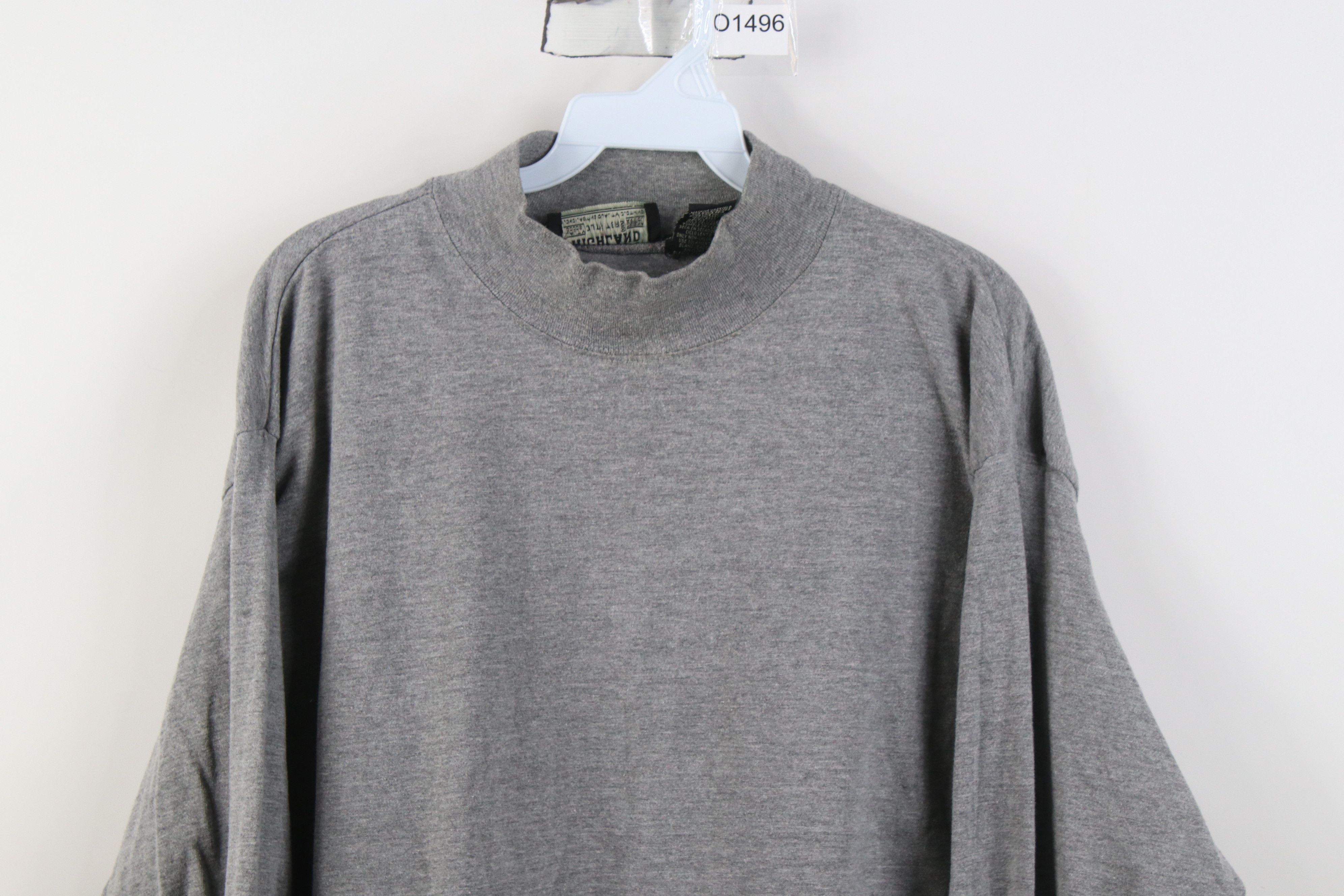 Vintage Vintage 90s Streetwear Mock Neck Long Sleeve T-Shirt Gray Size US L / EU 52-54 / 3 - 2 Thumbnail