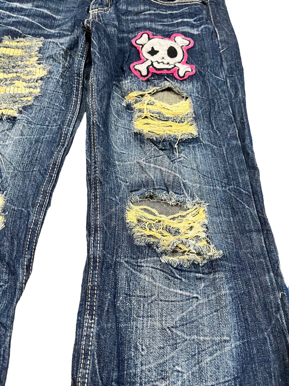Japanese Brand × Vintage Vintage Japanese Brand Punk Embroidded Skull Denim Size US 31 - 3 Thumbnail