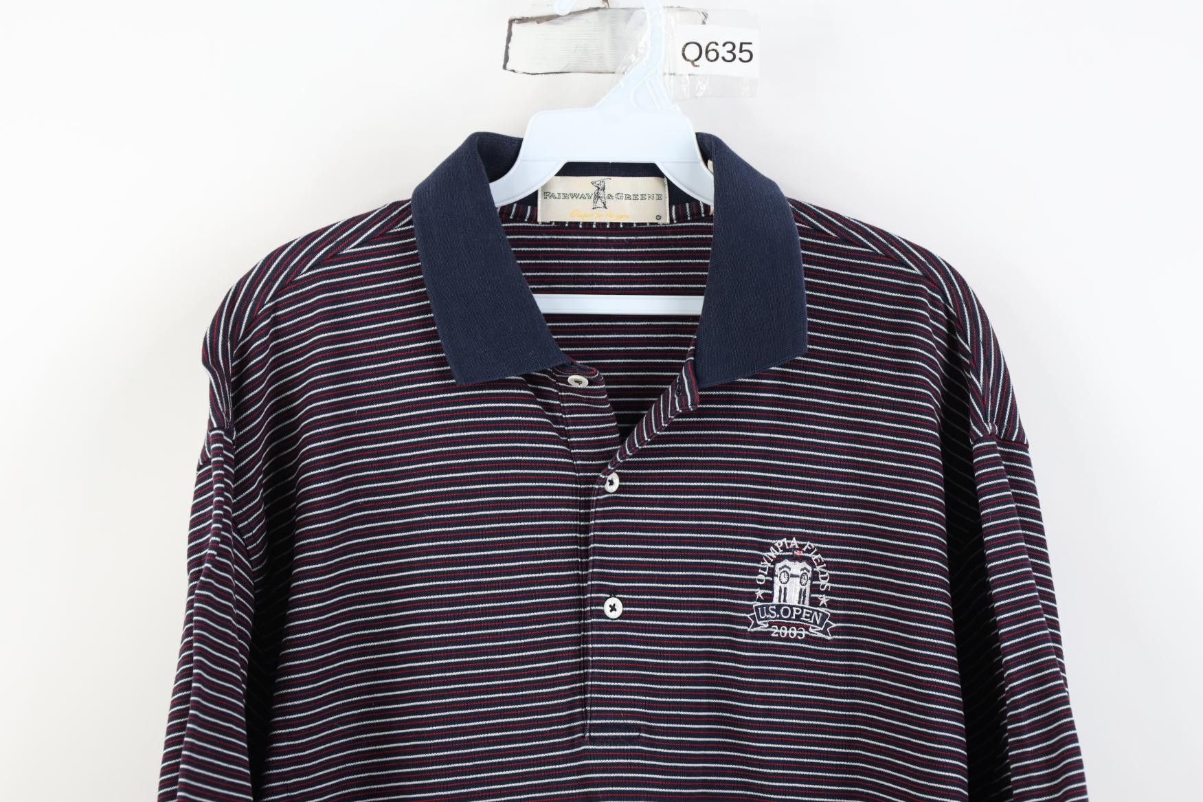 Vintage Vintage Y2K 2003 US Open Olympia Fields Striped Polo Shirt Size US L / EU 52-54 / 3 - 2 Thumbnail
