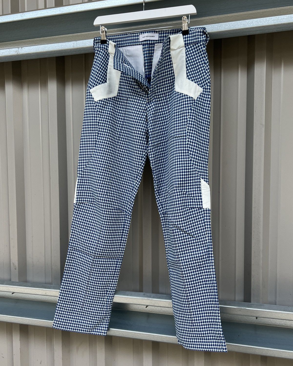 Kiko Kostadinov 00082020 Tulcea Cobalt Orb Check Darted Pants Size US 30 / EU 46 - 6 Thumbnail