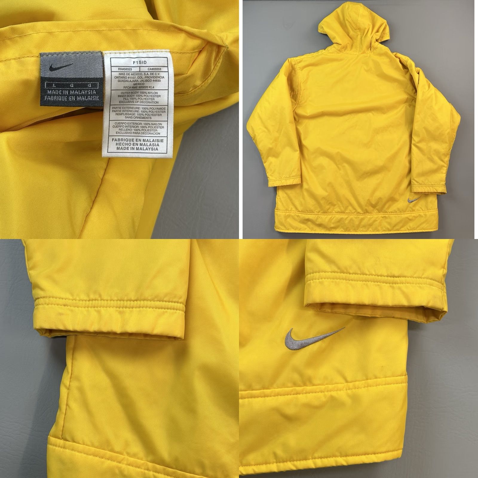 Nike VINTAGE Nike Jacket Mens Large Yellow Gray Fleece Reversible Hooded Swoosh Y2K Size US L / EU 52-54 / 3 - 8 Thumbnail