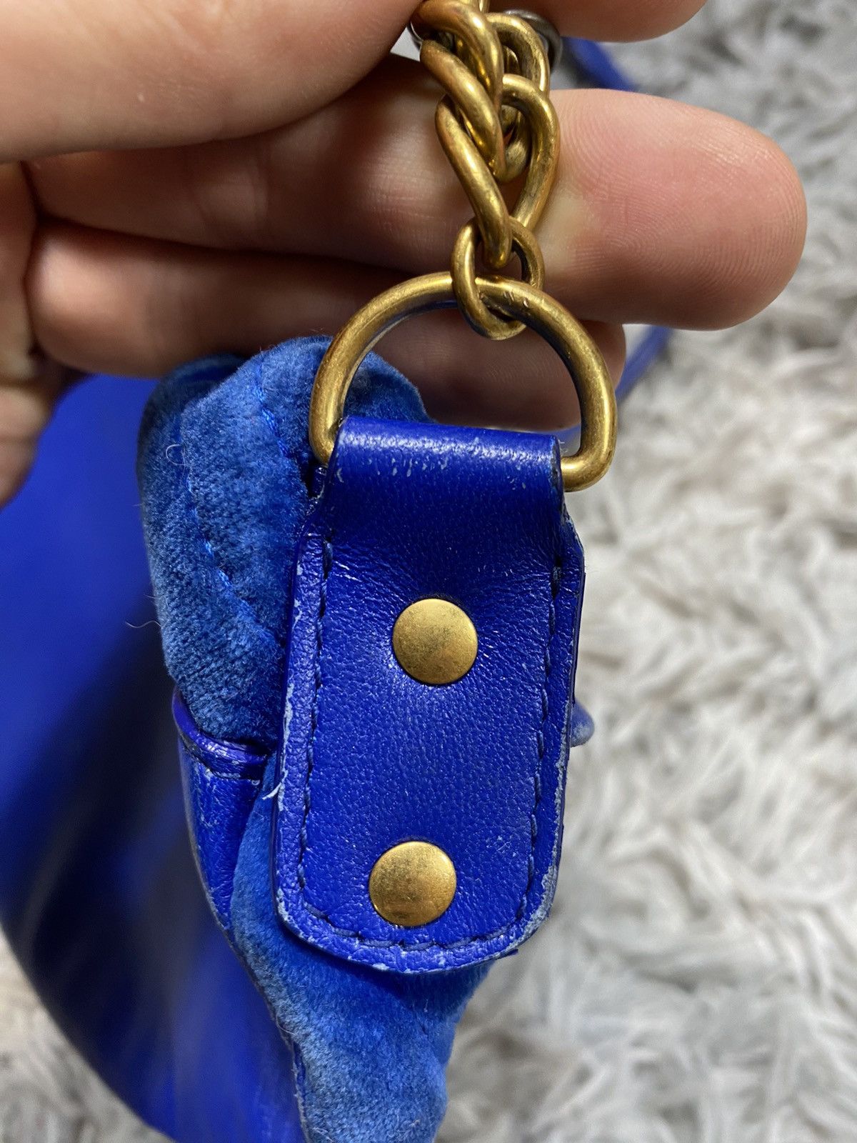 Balenciaga × Vintage Balenciaga Blue Velvet Belt Bag with Chain — Iconic Style Size ONE SIZE - 12 Thumbnail