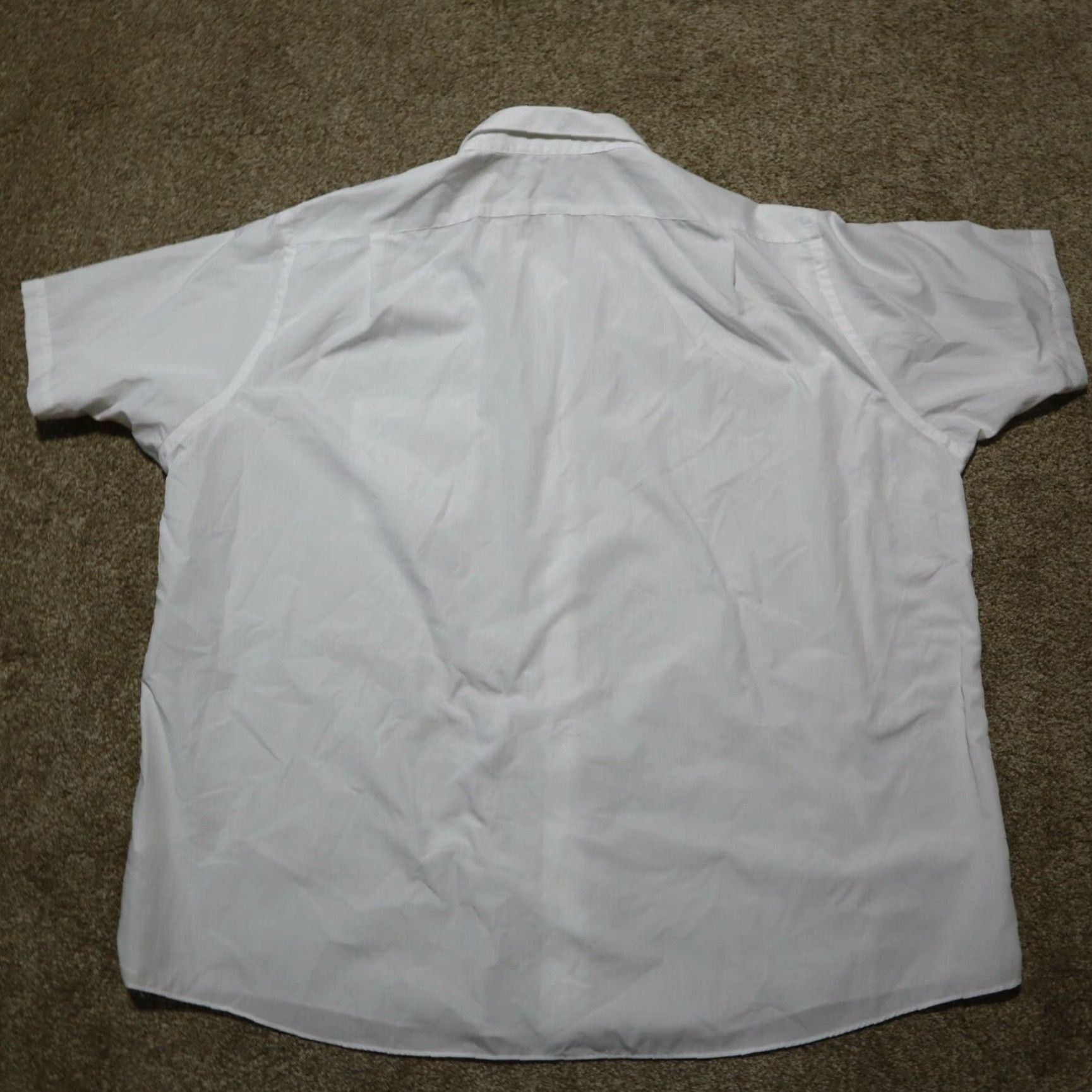 Van Heusen VINTAGE Van Heusen White Dress Shirt Men 18.5 Solid Collar Size 48R - 8 Thumbnail