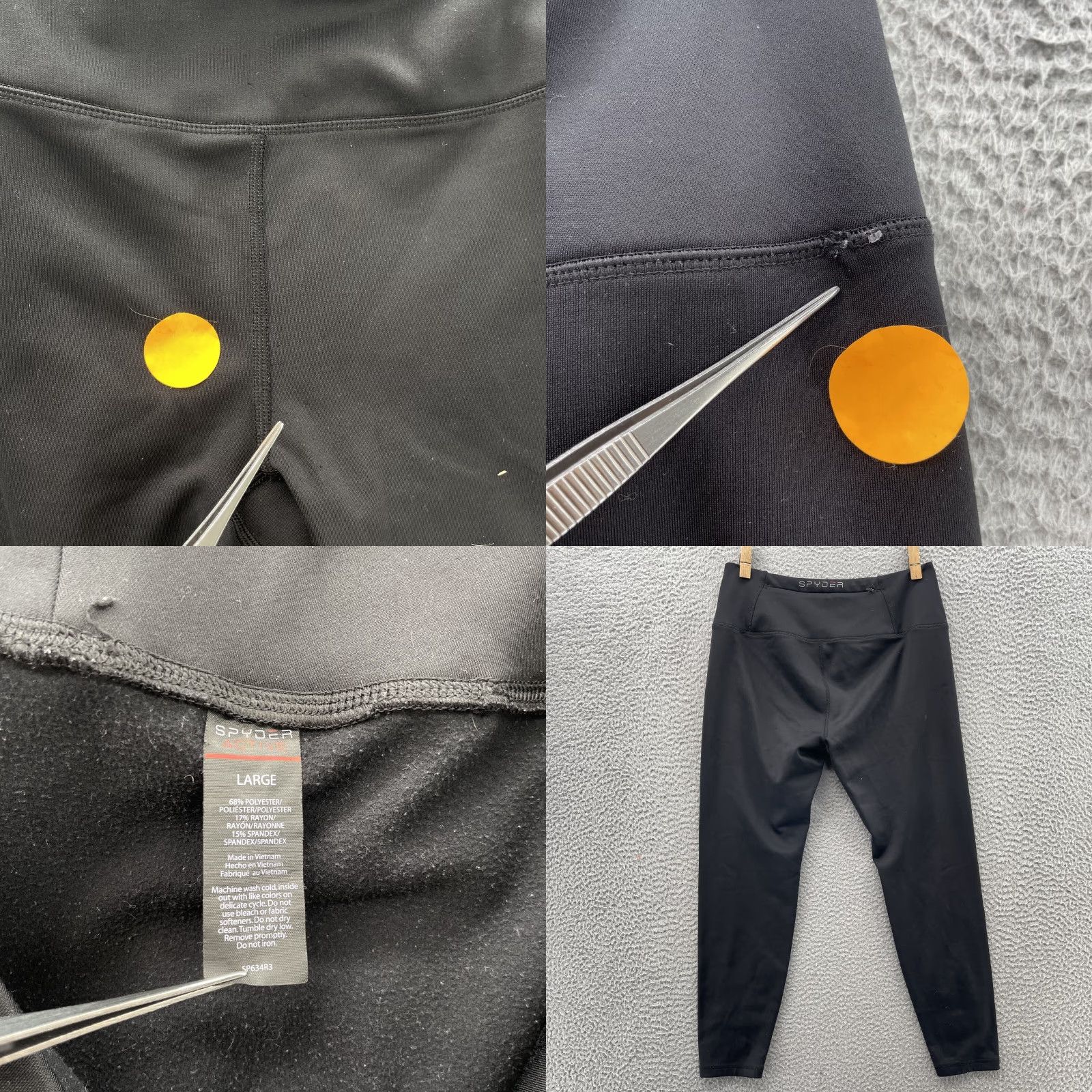 Spyder Spyder Active Leggings Women's Large Black High Crop Training Sportwear Running Size 36" / US 14 / IT 50 - 8 Thumbnail