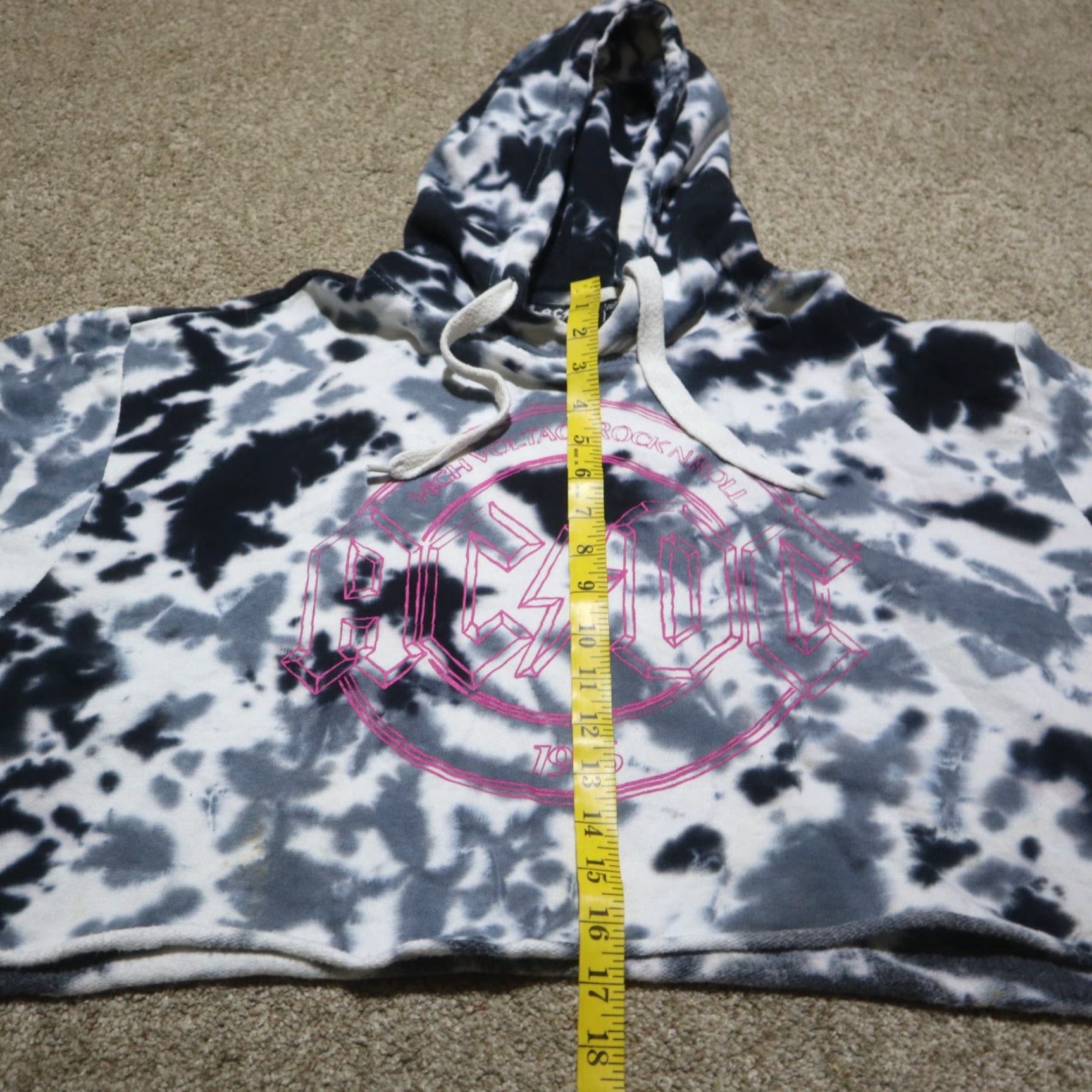 Vintage AC/DC Sweatshirt Tie Dye Vintage Style Pullover Sweater Hoodie Crop Top L Large Gray Size L / US 10 / IT 46 - 6 Thumbnail