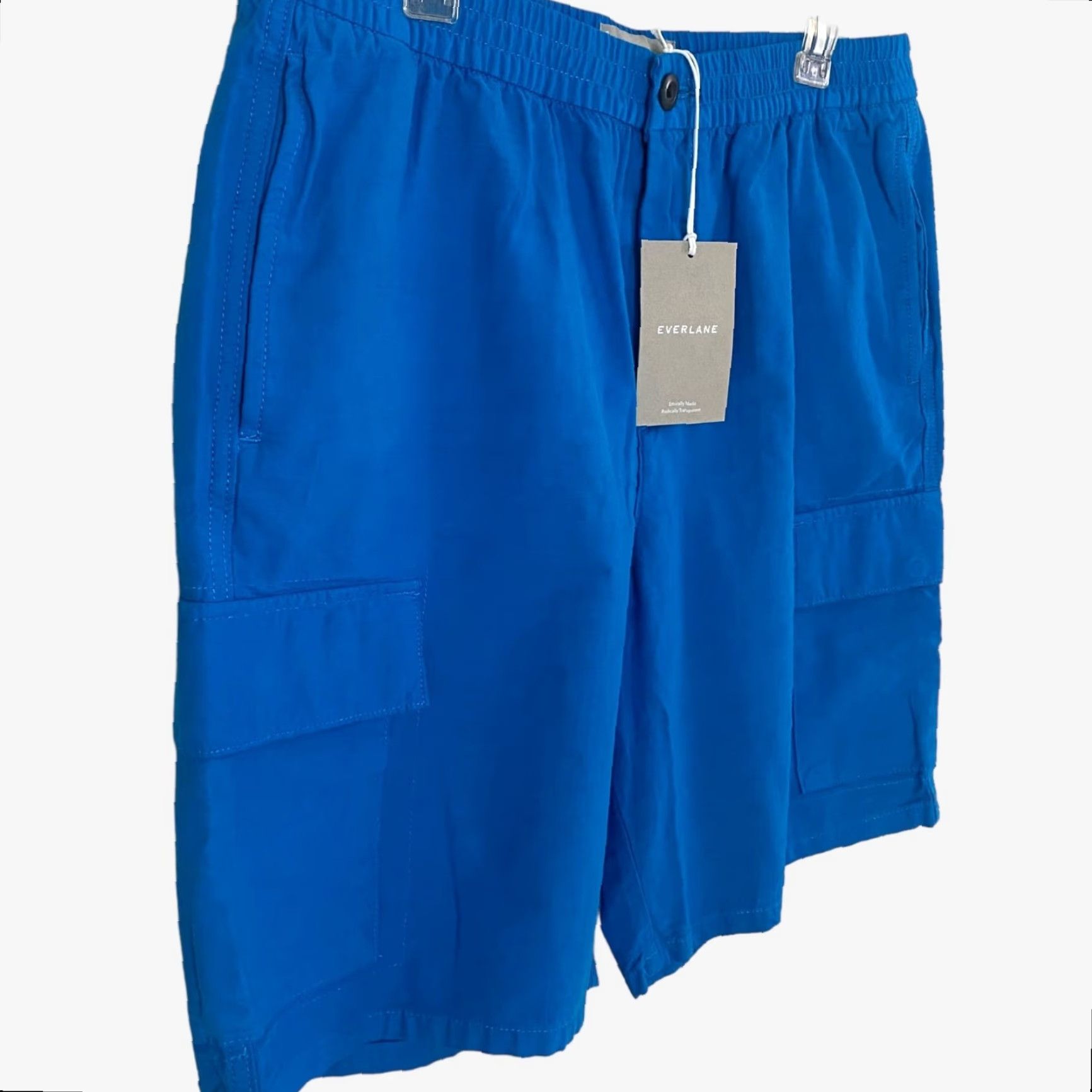 Everlane VINTAGE Everlane Cargo Shorts Men Large Organic Cotton Linen Blend Blue Casual Outdoor New Size US 33 - 3 Thumbnail