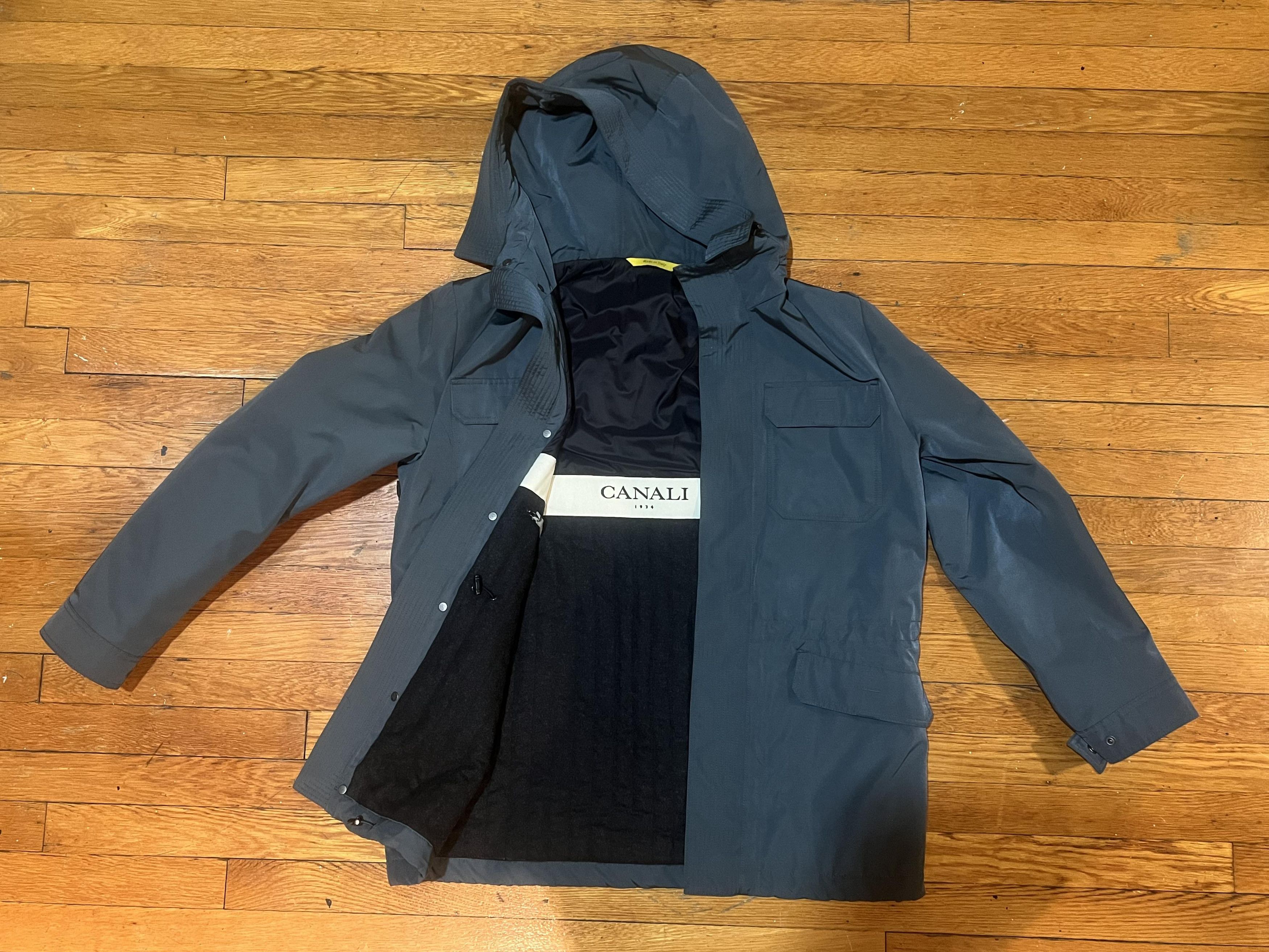 image of Canali Rain & Wind Proof Jacket (+1K) in Military Green, Men's (Size Large)