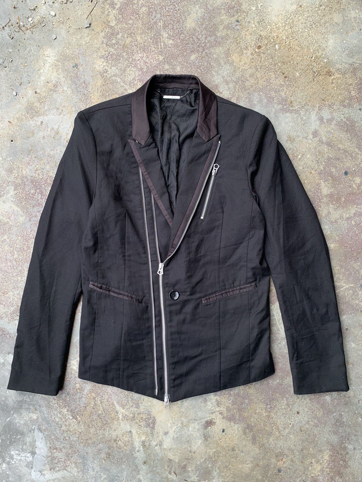 image of Civarize Zipper Slim Fit Blazer in Black, Men's (Size Medium)