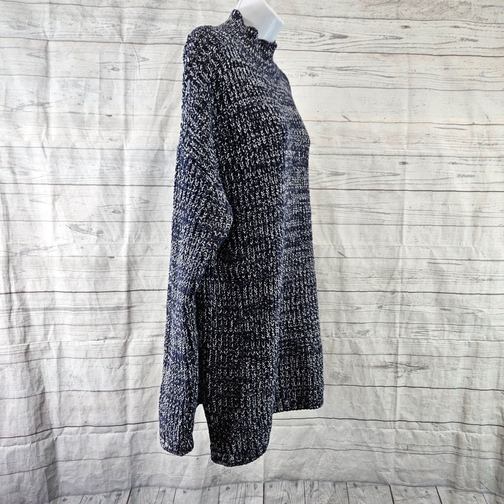 Gap Gap Womens Sweater Mock Neck Long Sleeve Sz Large Blue White Cotton Blend Size L / US 10 / IT 46 - 3 Thumbnail