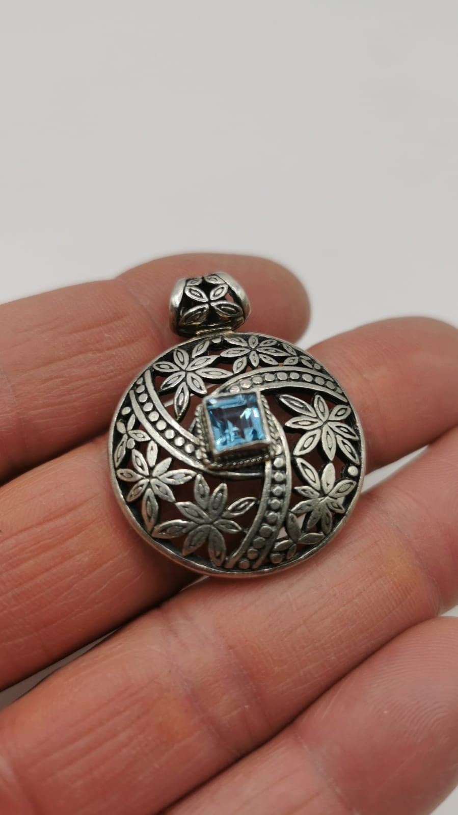 Sterling Silver Vintage Pendant 925 Sterling Silver Topaz 11,48g Size ONE SIZE - 8 Thumbnail