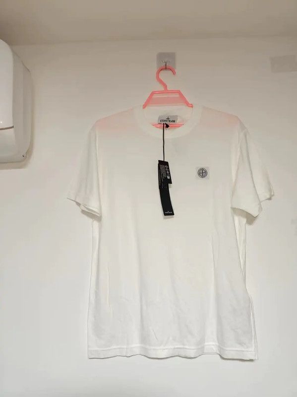 Stone Island Stone Island Men's Summer White Cotton T-Shirt 0089 Size US M / EU 48-50 / 2 - 1 Thumbnail