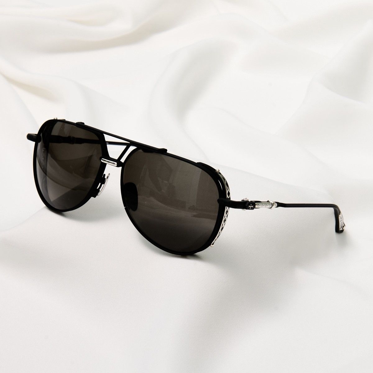 Chrome Hearts CHROME HEARTS BOXEDEN MATTE BLACK/ SHINY SILVER SUNGLASSES Size ONE SIZE - 2 Thumbnail