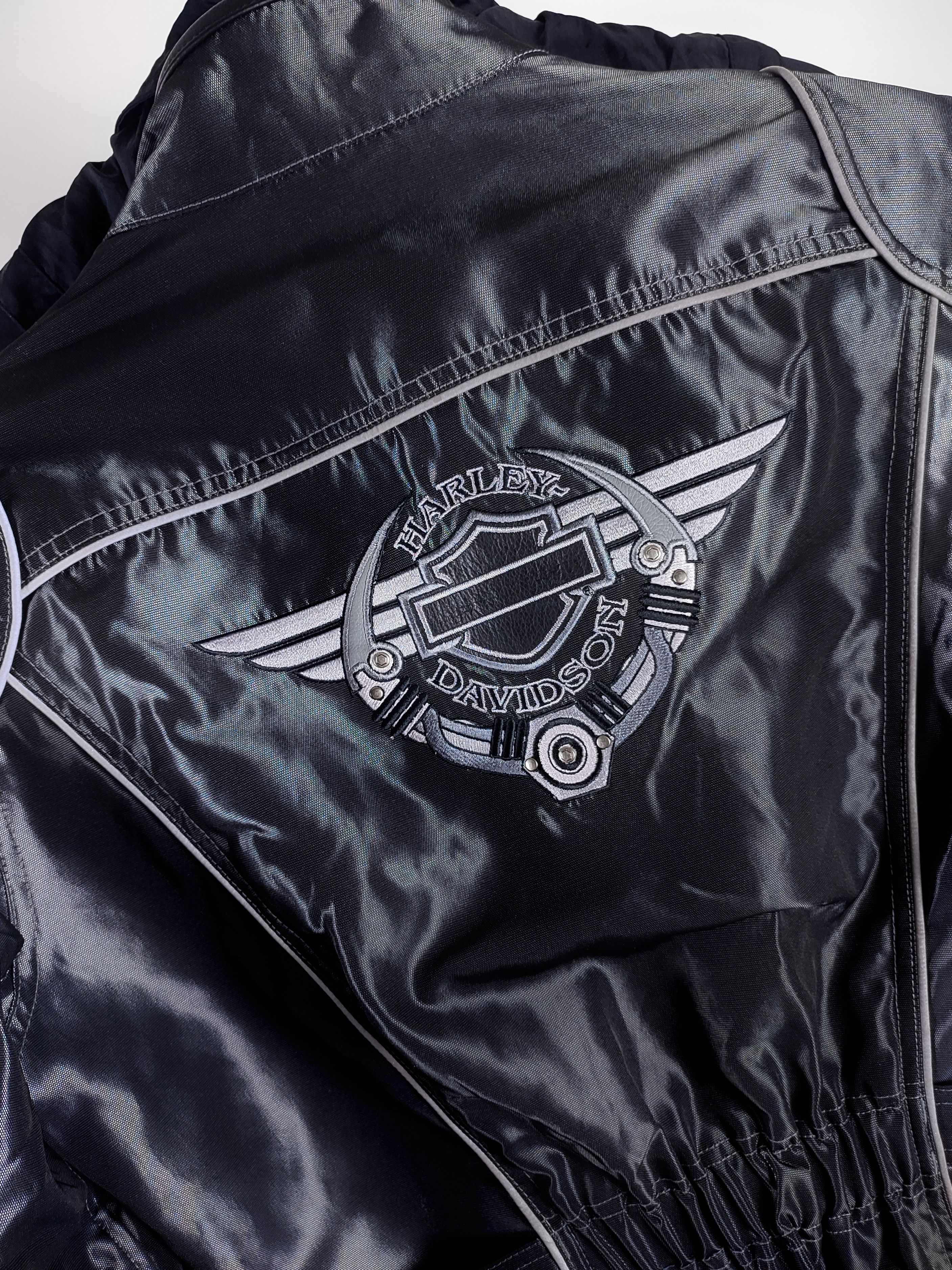 Harley Davidson Vintage Harley Davidson Reflective Nylon Biker Jacket Size US L / EU 52-54 / 3 - 15 Thumbnail
