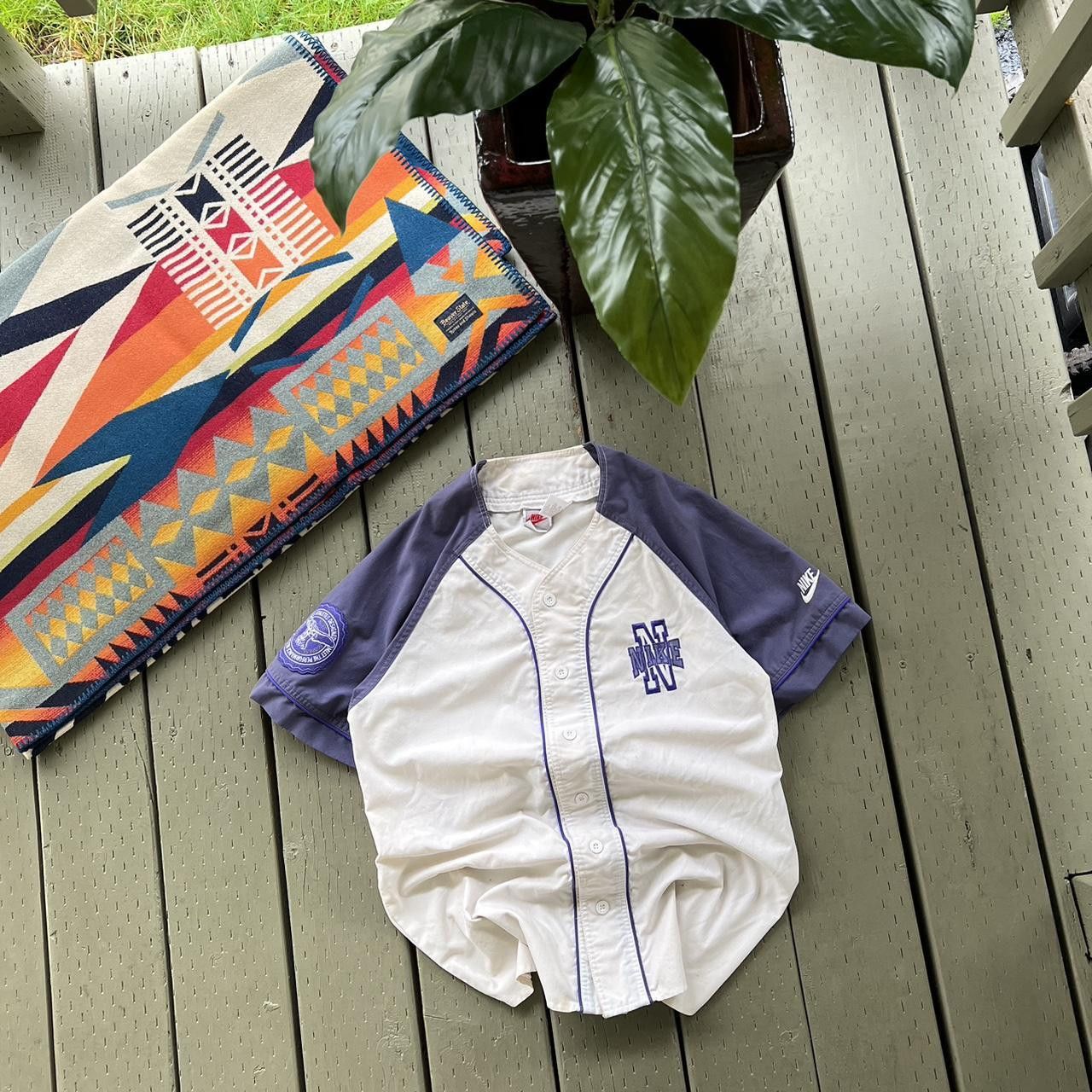 Nike × Vintage Vintage 90s Nike Baseball Jersey Button Up Logo Swoosh Size US S / EU 44-46 / 1 - 1 Thumbnail