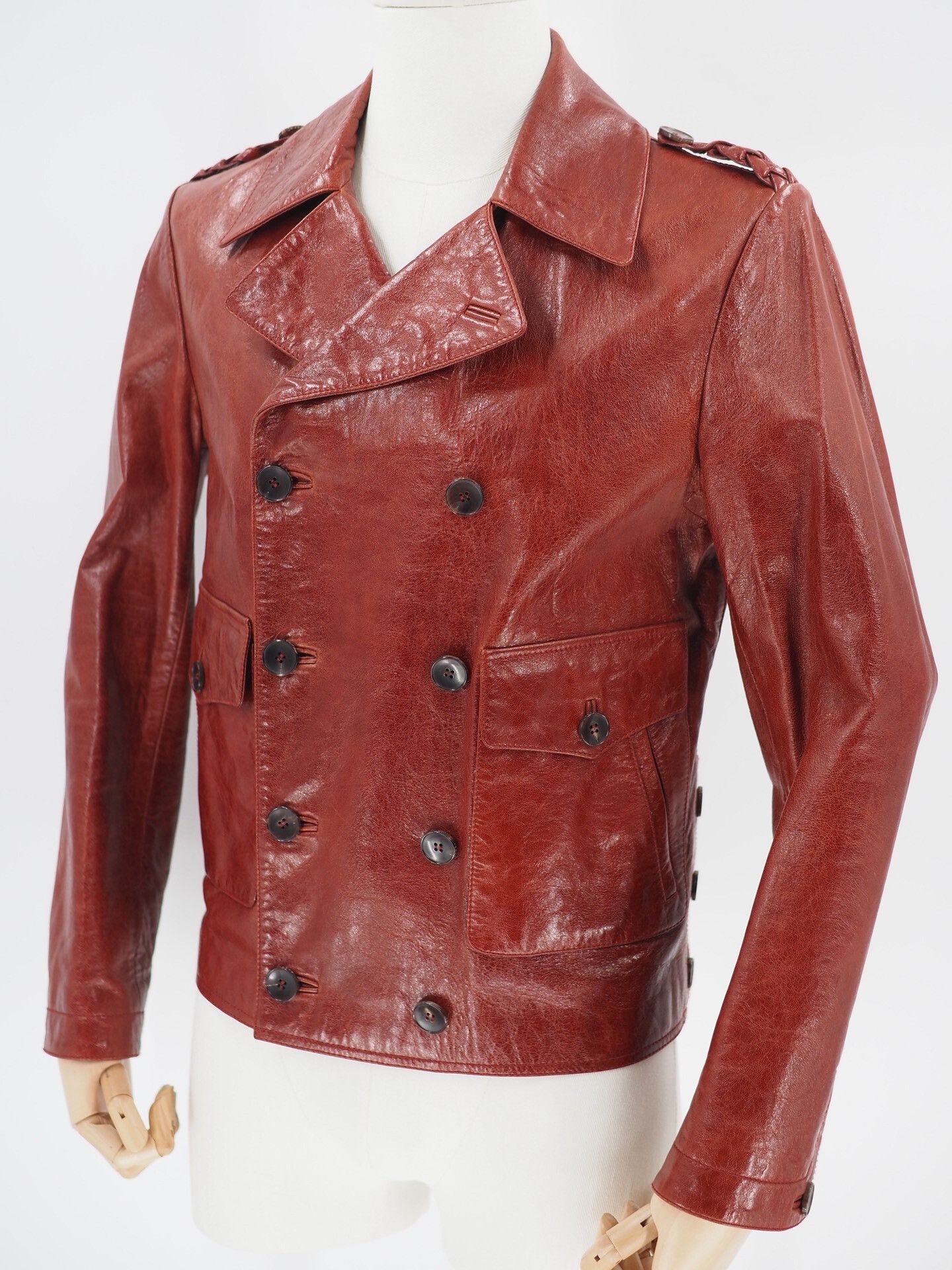 Gucci gucci double-breasted leather jacket in burgundy Size US L / EU 52-54 / 3 - 1 Thumbnail