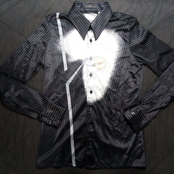 Vintage Vintage Bonhomme MCM Abstract Geometric Stripes Disco Shirt Size US L / EU 52-54 / 3 - 2 Thumbnail