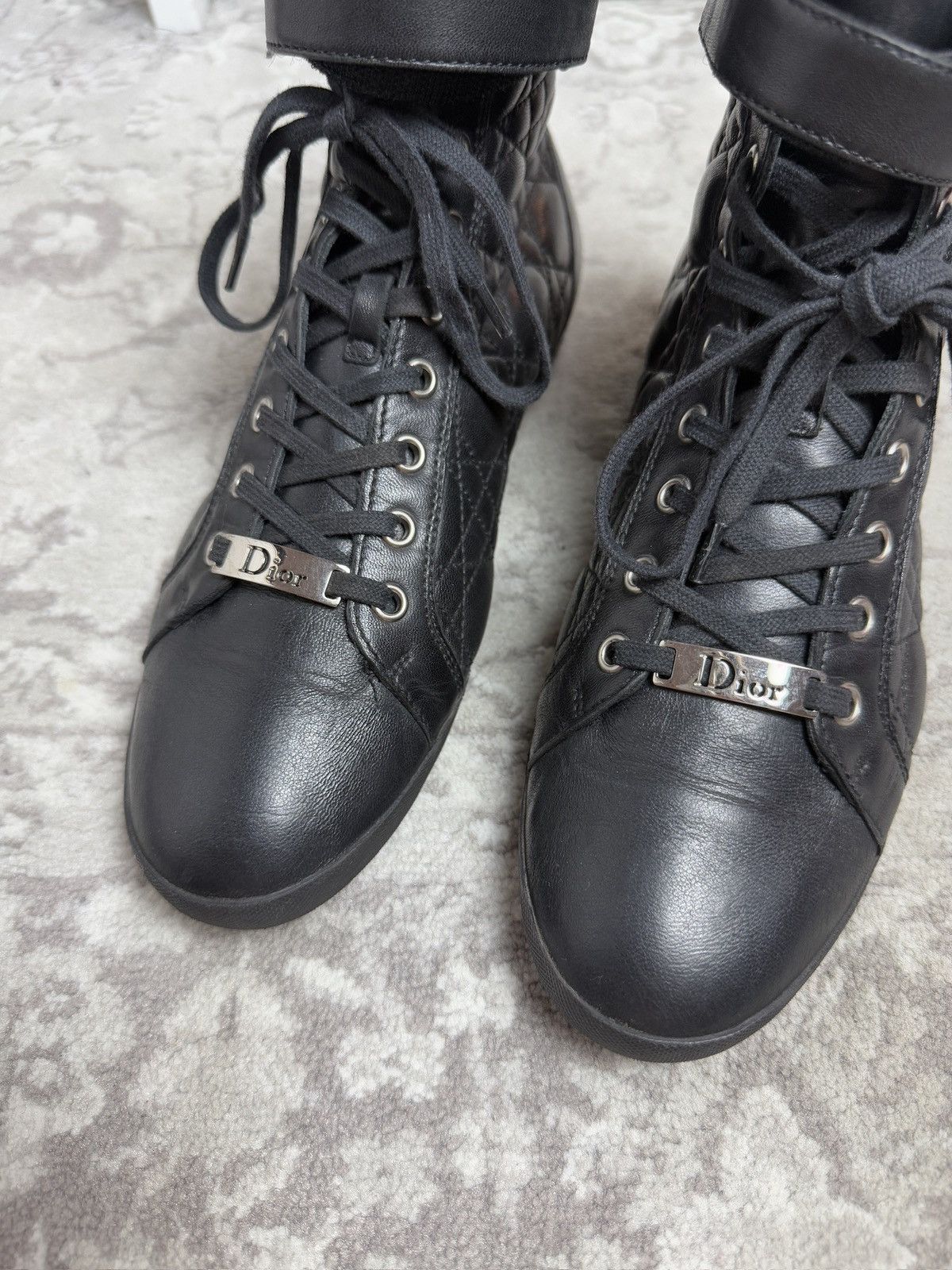 Dior × John Galliano Vintage y2k Dior leather high top boxing moto biker shoes Size US 6 / IT 36 - 6 Thumbnail