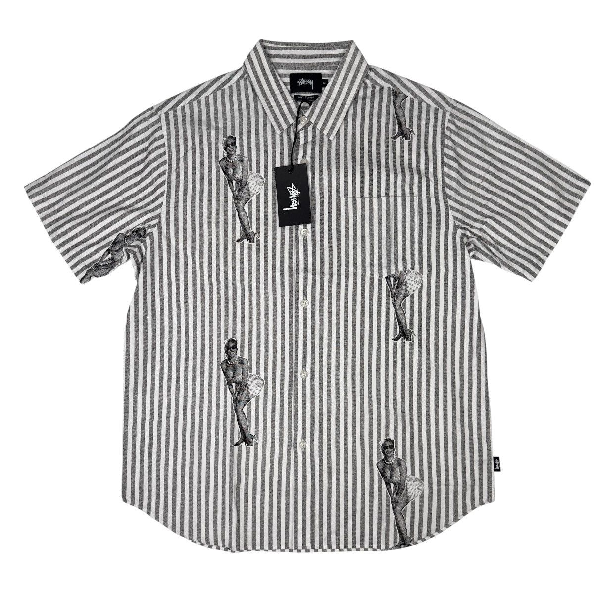 Stussy Stussy Button Down Short Sleeve Pin Up Girl Striped Shirt Size US M / EU 48-50 / 2 - 1 Thumbnail