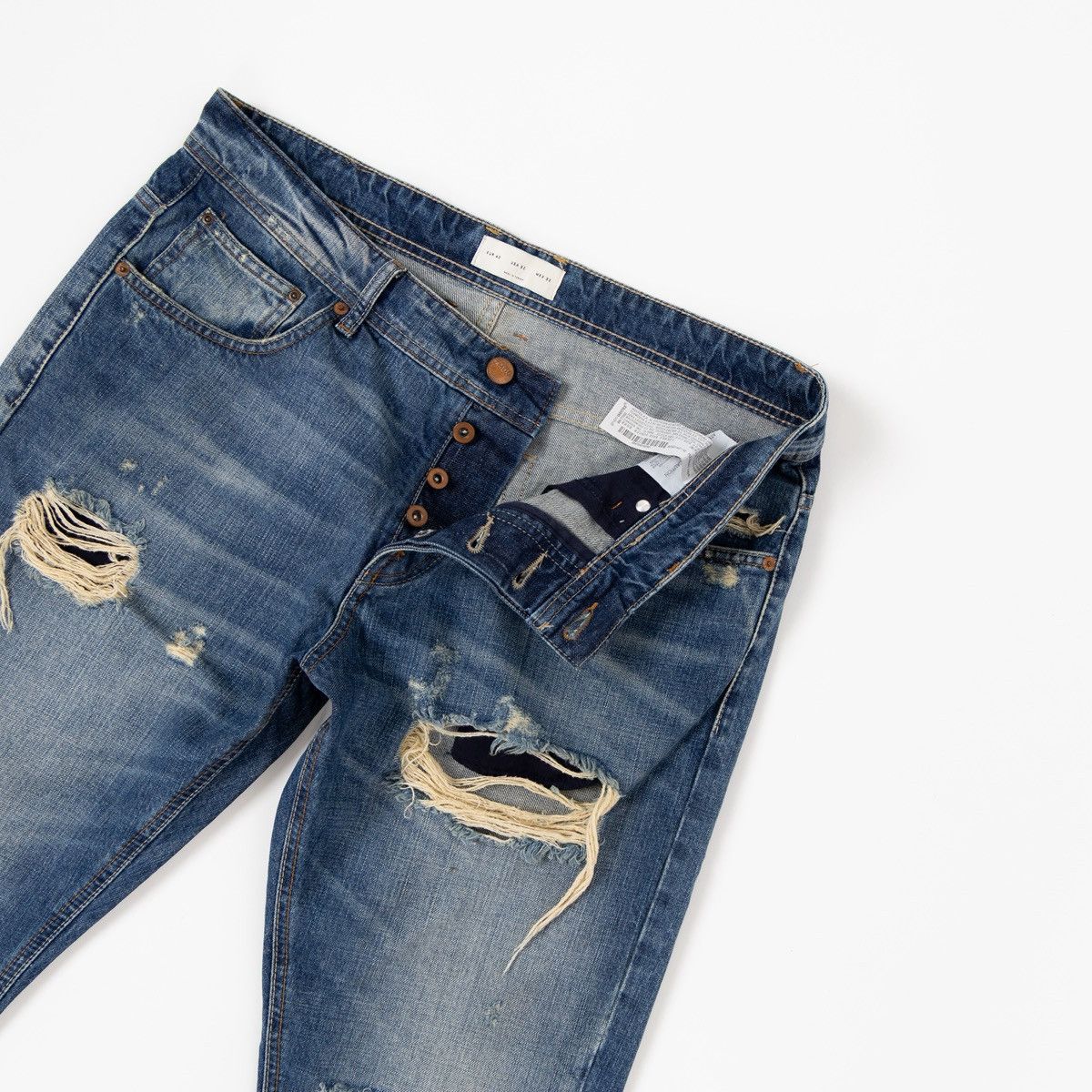 Zara Zara Man Blue Distressed Denim Jeans Slim Fit Ripped Faded Size US 32 / EU 48 - 3 Thumbnail