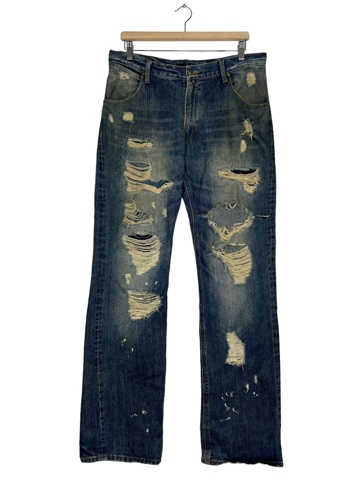 If Six Was Nine 🔥 TTU EXHIBITION DISTRESSED DENIM BROKEN DYED Size US 34 / EU 50 - 1 Thumbnail