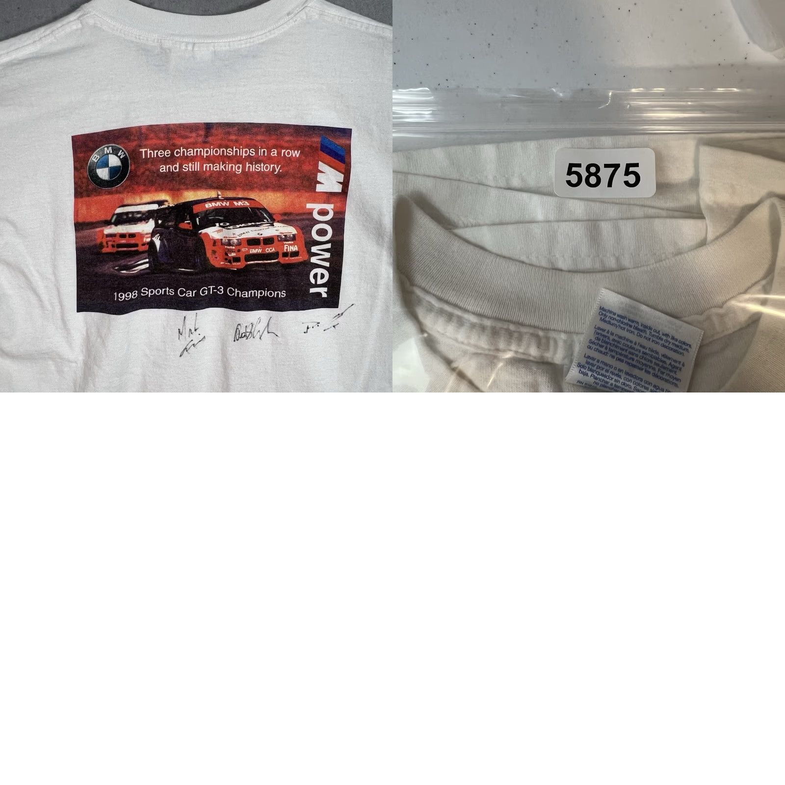 Gildan VINTAGE BMW M3 GT-3 E36 T Shirt Adult Large White Mens Size US L / EU 52-54 / 3 - 8 Thumbnail