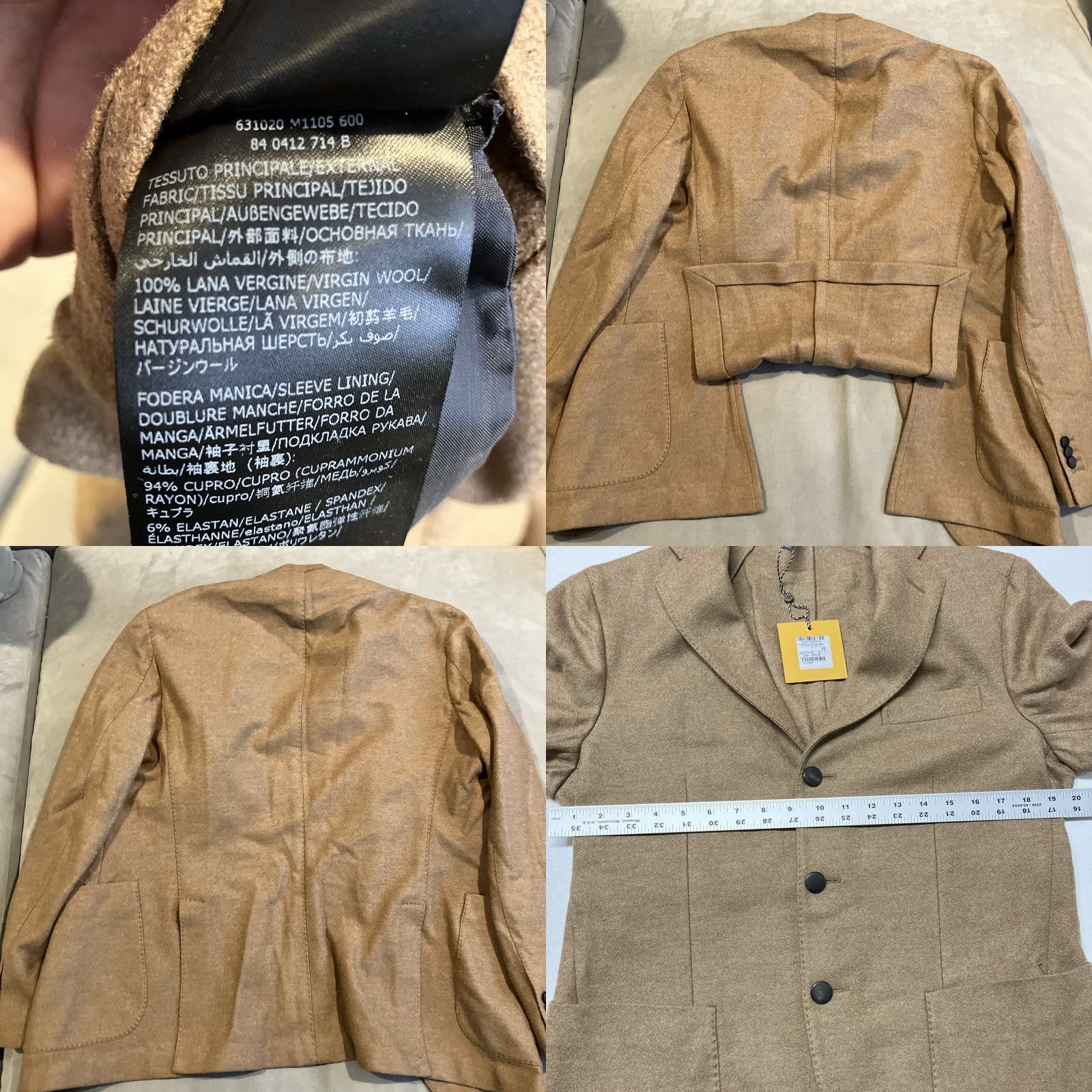 Camel Montedoro Slowear Sport Jacket 100% Virgin Wool Camel Size 38 Brown Men Jacket US 38 EU 48 NWT Size US XXS / EU 40 - 8 Thumbnail