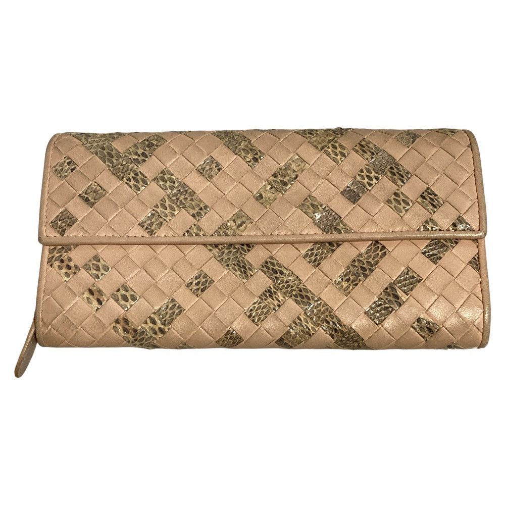 Bottega Veneta Bottega Veneta Bottega Veneta Intrecciato Python Long Wallet Leather Long Wallet DUTY FREE for USA Size ONE SIZE - 1 Thumbnail