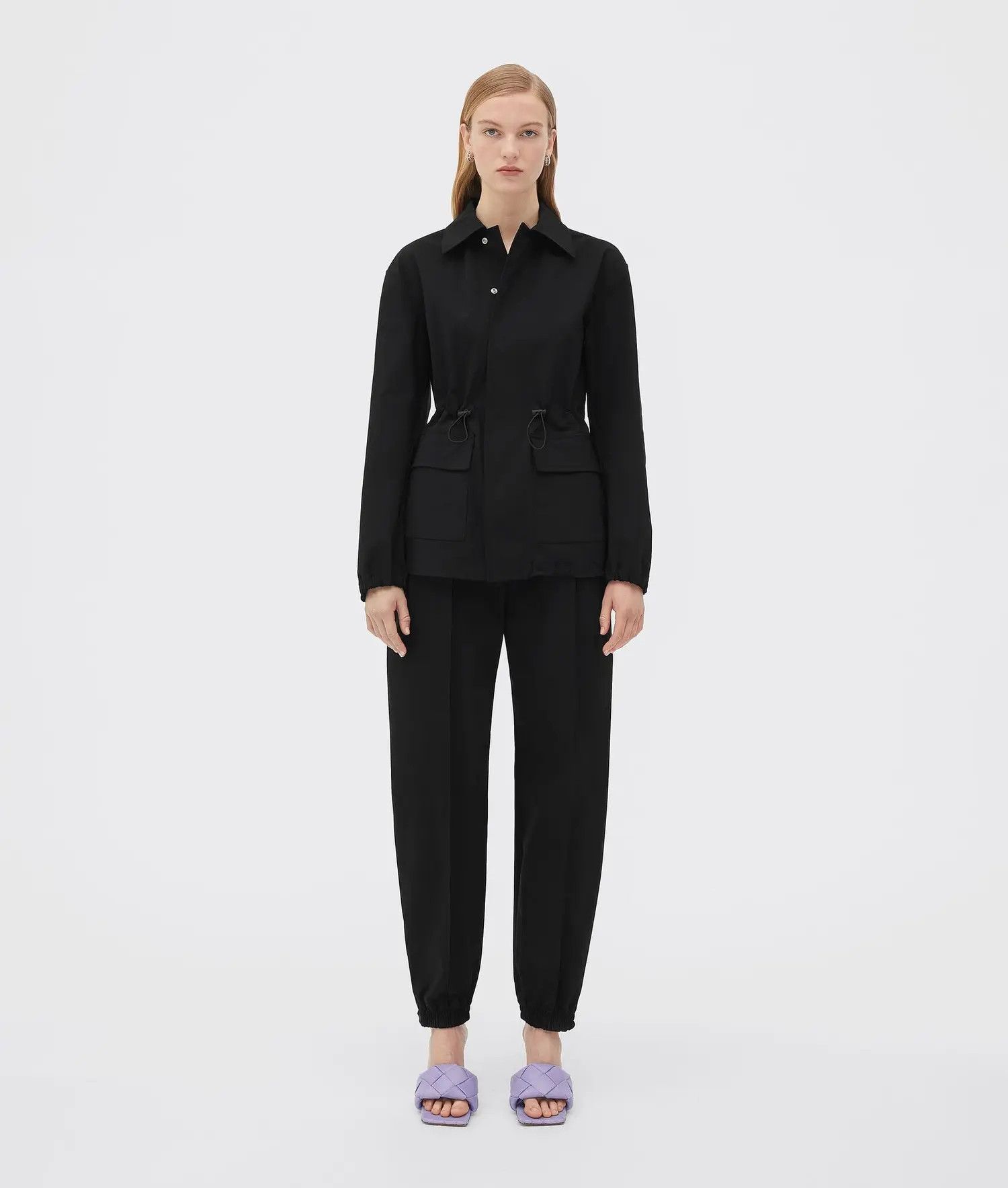 Bottega Veneta o1n1vont0325 Stretch Nylon Canvas Blouson Jacket in Black Size XS / US 0-2 / IT 36-38 - 1 Thumbnail