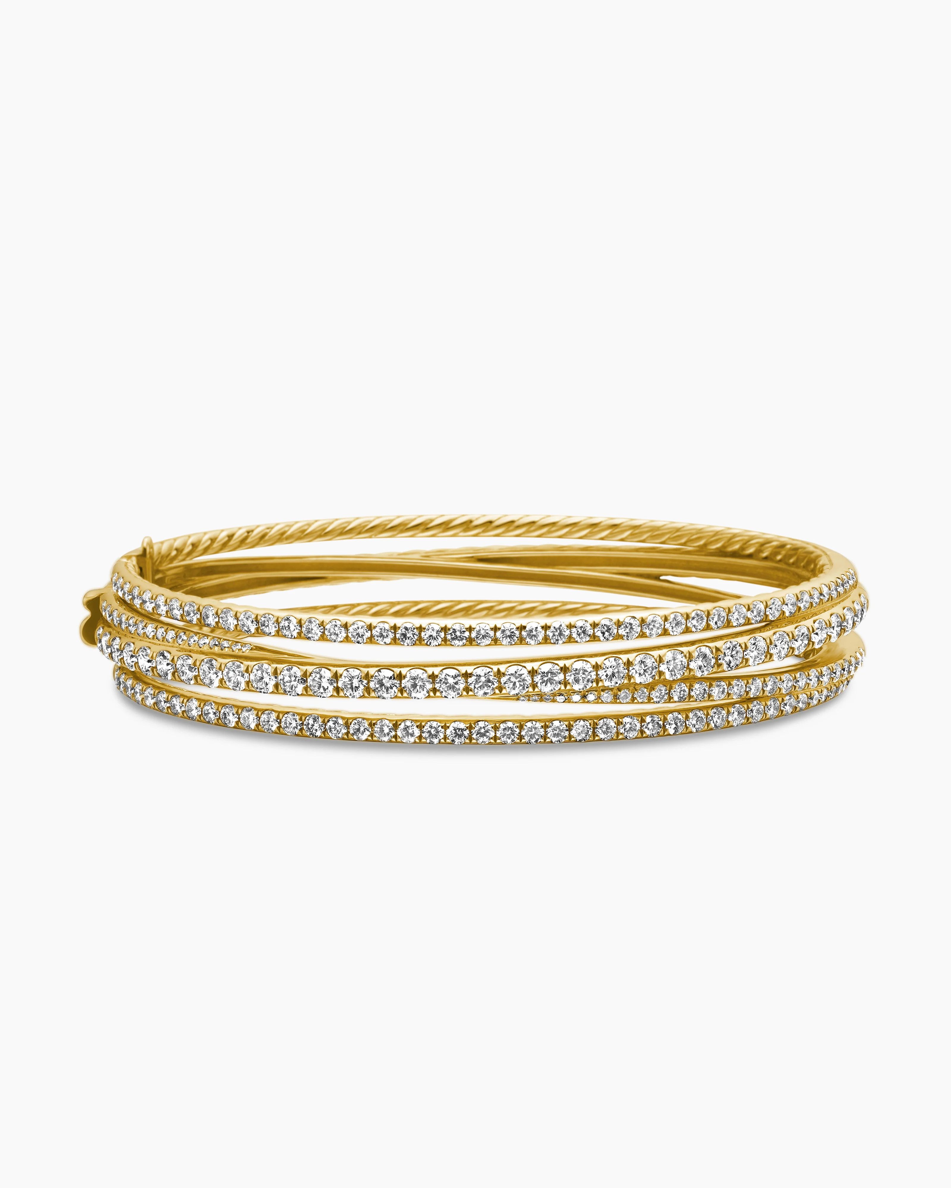 David Yurman oc11z0625 Size: L / Pavé Crossover Three Row Bracelet Gold Size ONE SIZE - 4 Thumbnail
