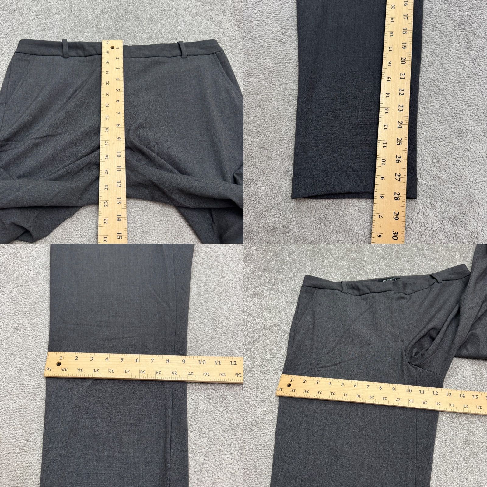 Ellen Tracy Ellen Tracy Cuffed Dress Pants Trouser Womens 12 Charcoal Gray Straight Leg Work Dress Pants Size 34" / US 12 / IT 48 - 9 Thumbnail