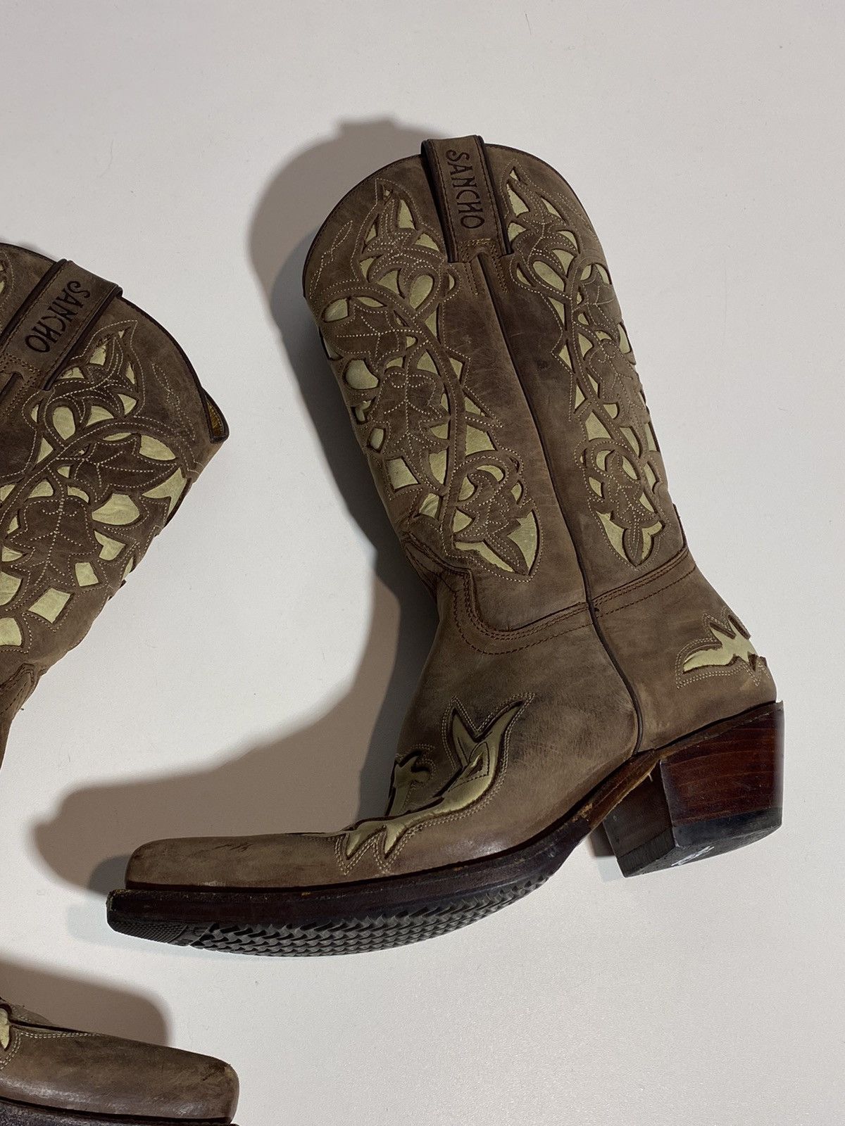 Genuine Leather × Vintage Vintage 00s Leather Cowboy Boots y2k Sancho Western Rodeo Size US 7 / IT 37 - 6 Thumbnail