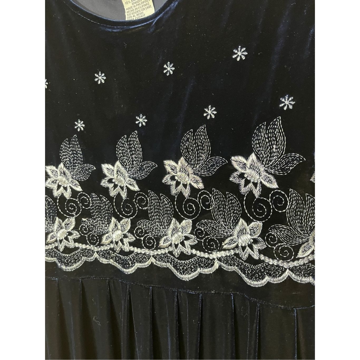 Other Vintage Another Thyme Blue Velvet Maxi Dress Embroidered Flo Size L / US 10 / IT 46 - 4 Thumbnail