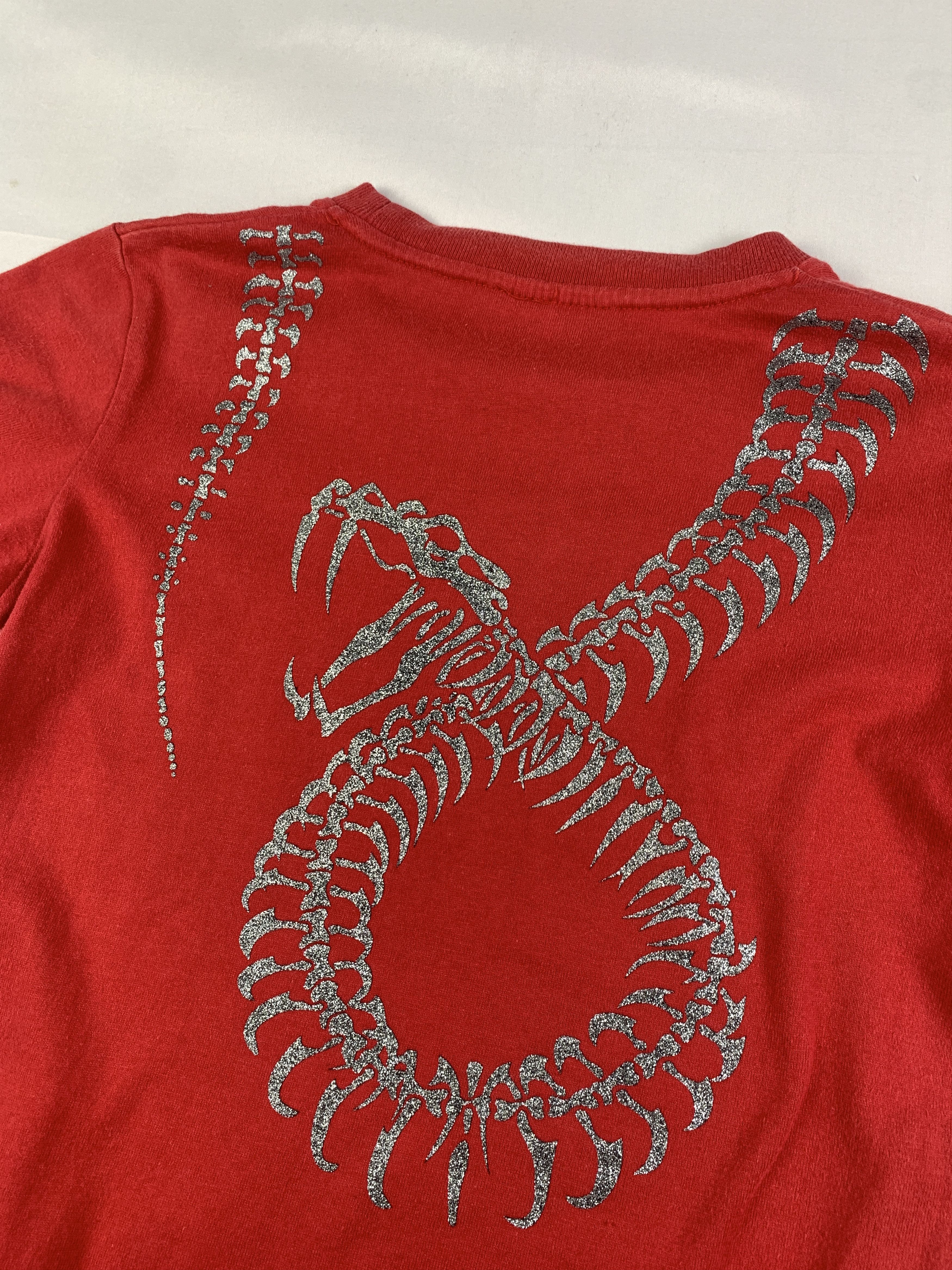 Japanese Brand 2000s Blue Surf Red Snake Skeleton Glitters Baby Tee (S) Size S / US 4 / IT 40 - 4 Thumbnail