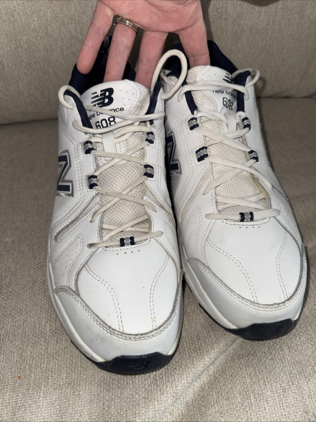 New Balance New Balance 608 Training Mens Size 12.5D White Navy MX608WN5 Size US 12.5 / EU 45-46 - 3 Thumbnail