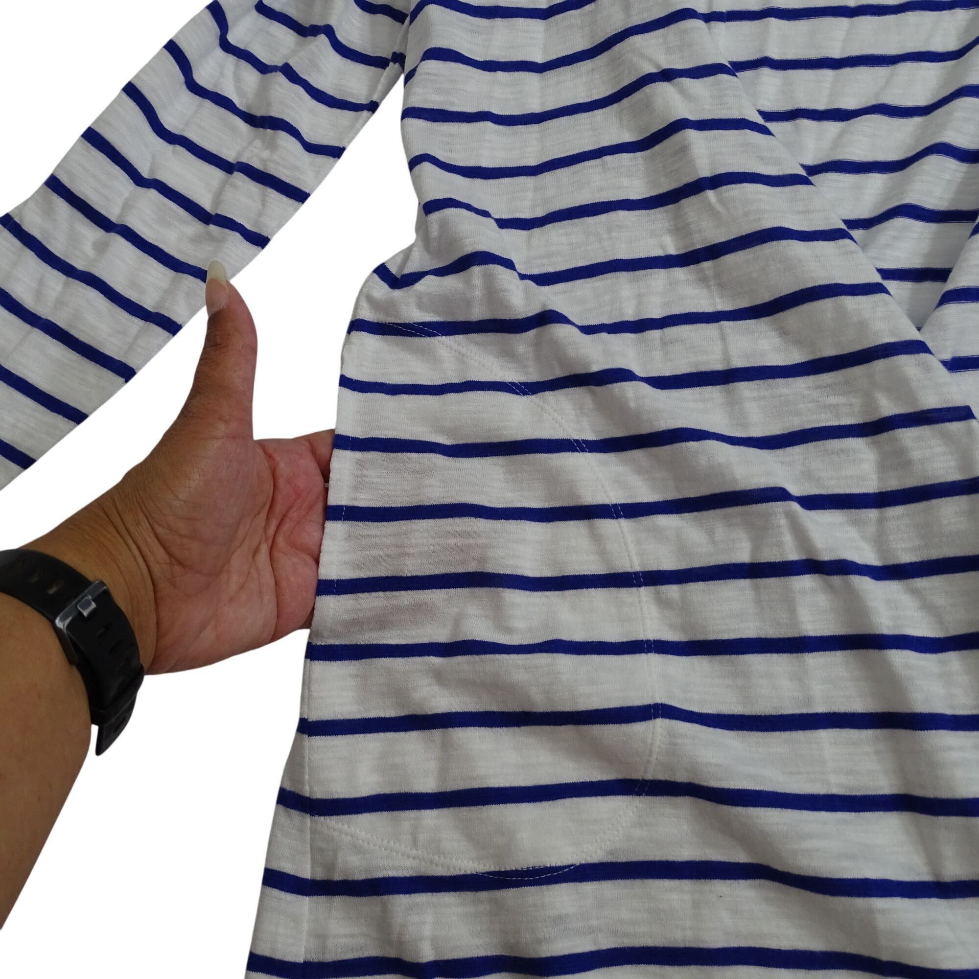 Chicos Chicos The Ultimate Tee Open Cardigan Stripe Blue Size M Size M / US 6-8 / IT 42-44 - 2 Thumbnail