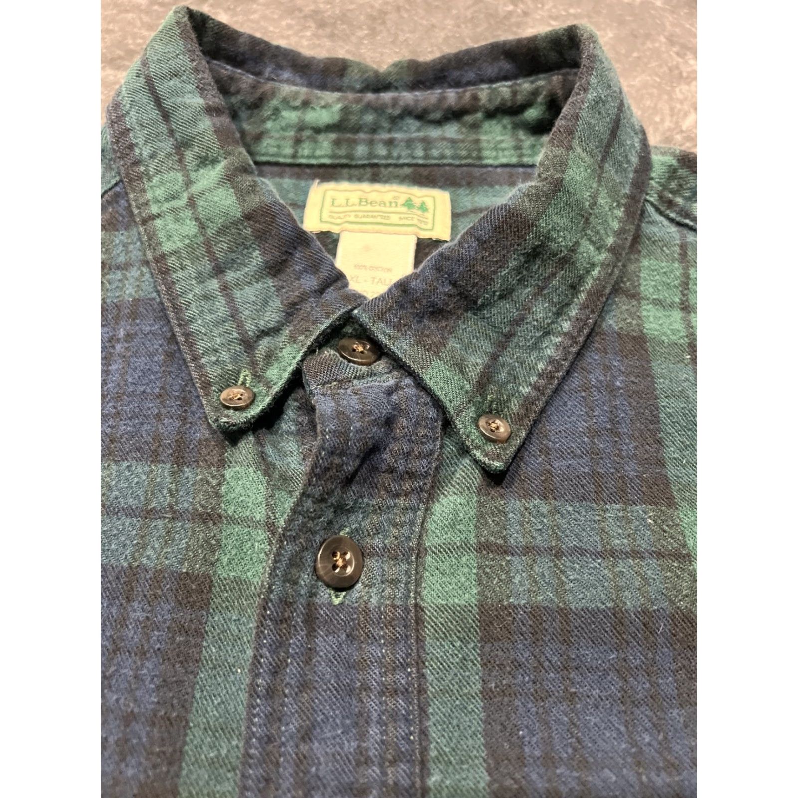 Vintage VINTAGE L.L. Bean Men's Flannel Shirt Casual Big & Tall XLT Long Sleeve Blue Green Scotch Plaid Size US XL / EU 56 / 4 - 6 Thumbnail