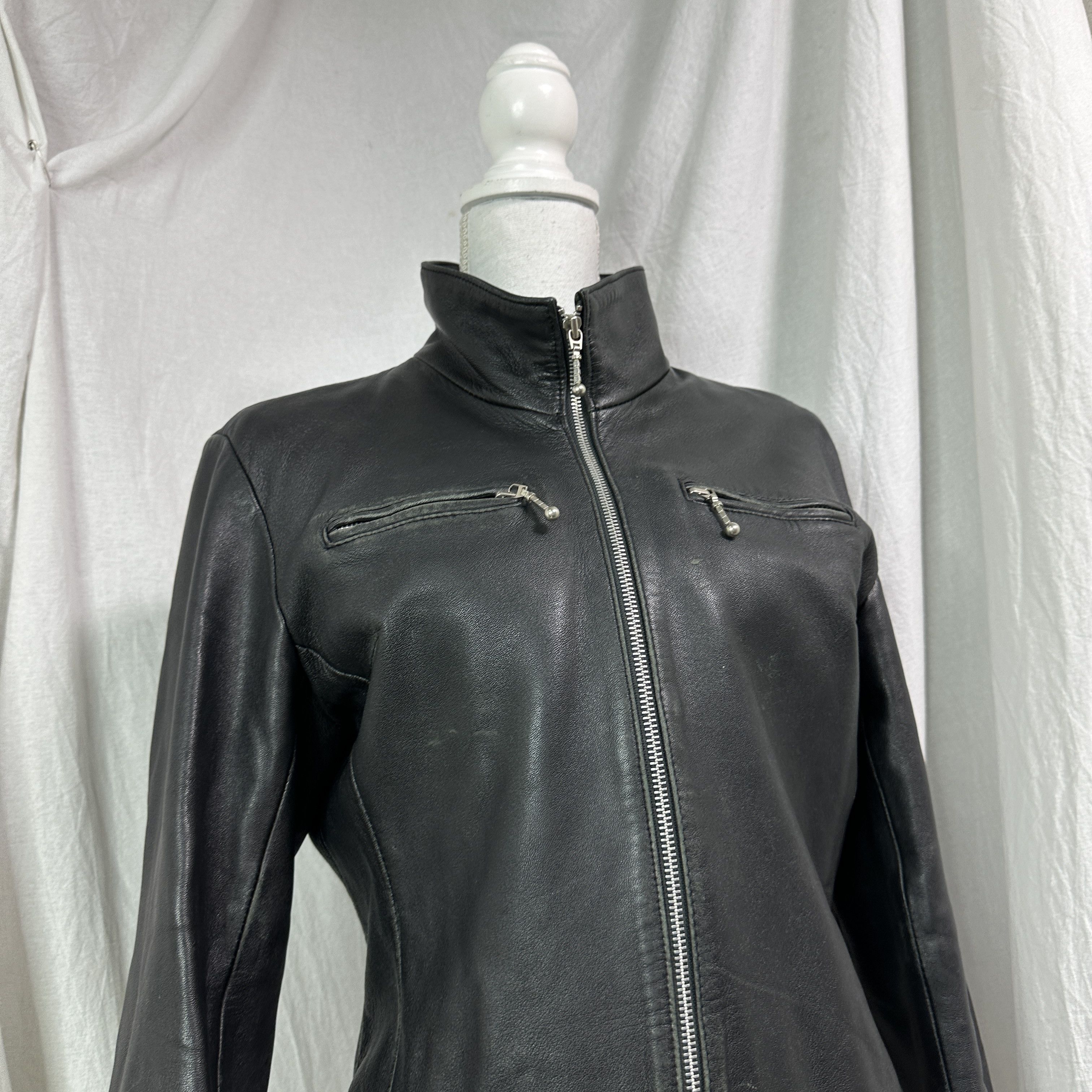 Vintage Vintage Leather Biker Moto Grunge Fitted Jacket 00s Size US L / EU 52-54 / 3 - 7 Thumbnail