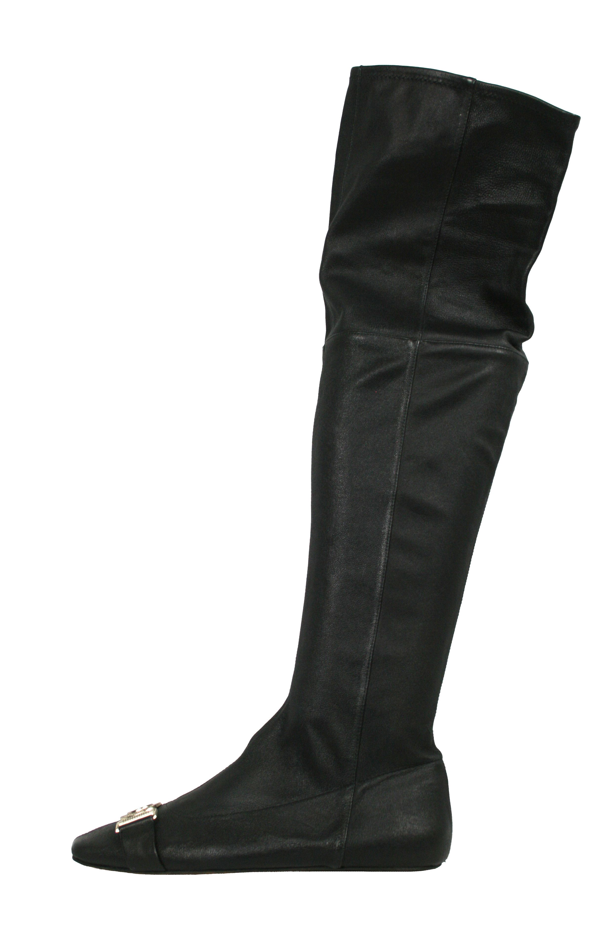 Versace 00S Medusa Logo Straps Leather Y2K Overknees Boots Vintage Size US 8 / IT 38 - 2 Thumbnail