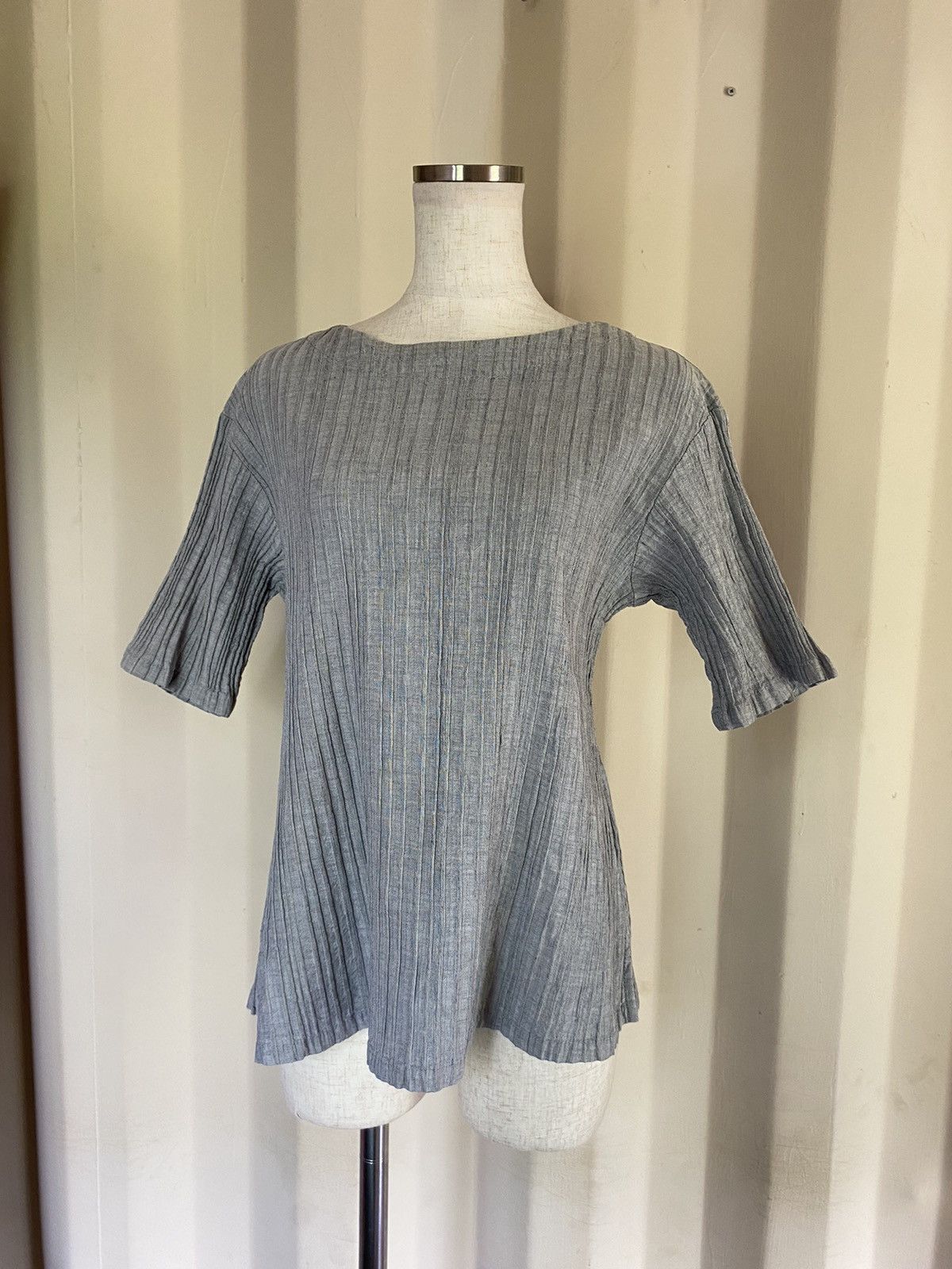 Issey Miyake Plantation Gray Pleated Blouse Size M / US 6-8 / IT 42-44 - 19 Thumbnail