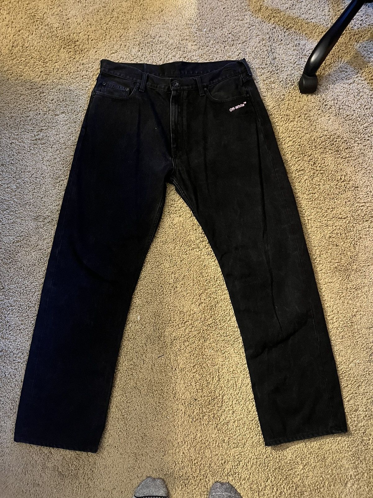 Off-White Off White Black denim logo Jeans Size US 36 / EU 52 - 2 Thumbnail