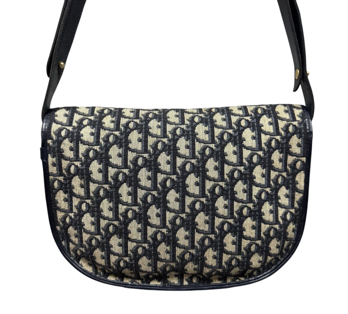 Dior Vtg🔥Christian Dior Trotter Canvas Shoulder Bag Navy Gold Size ONE SIZE - 11 Thumbnail