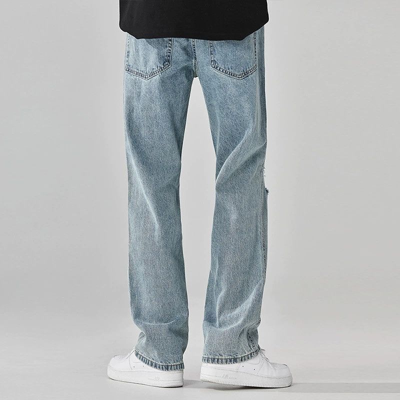 Jean Men's loose straight washed retro ripped jeans Size US 32 / EU 48 - 4 Thumbnail