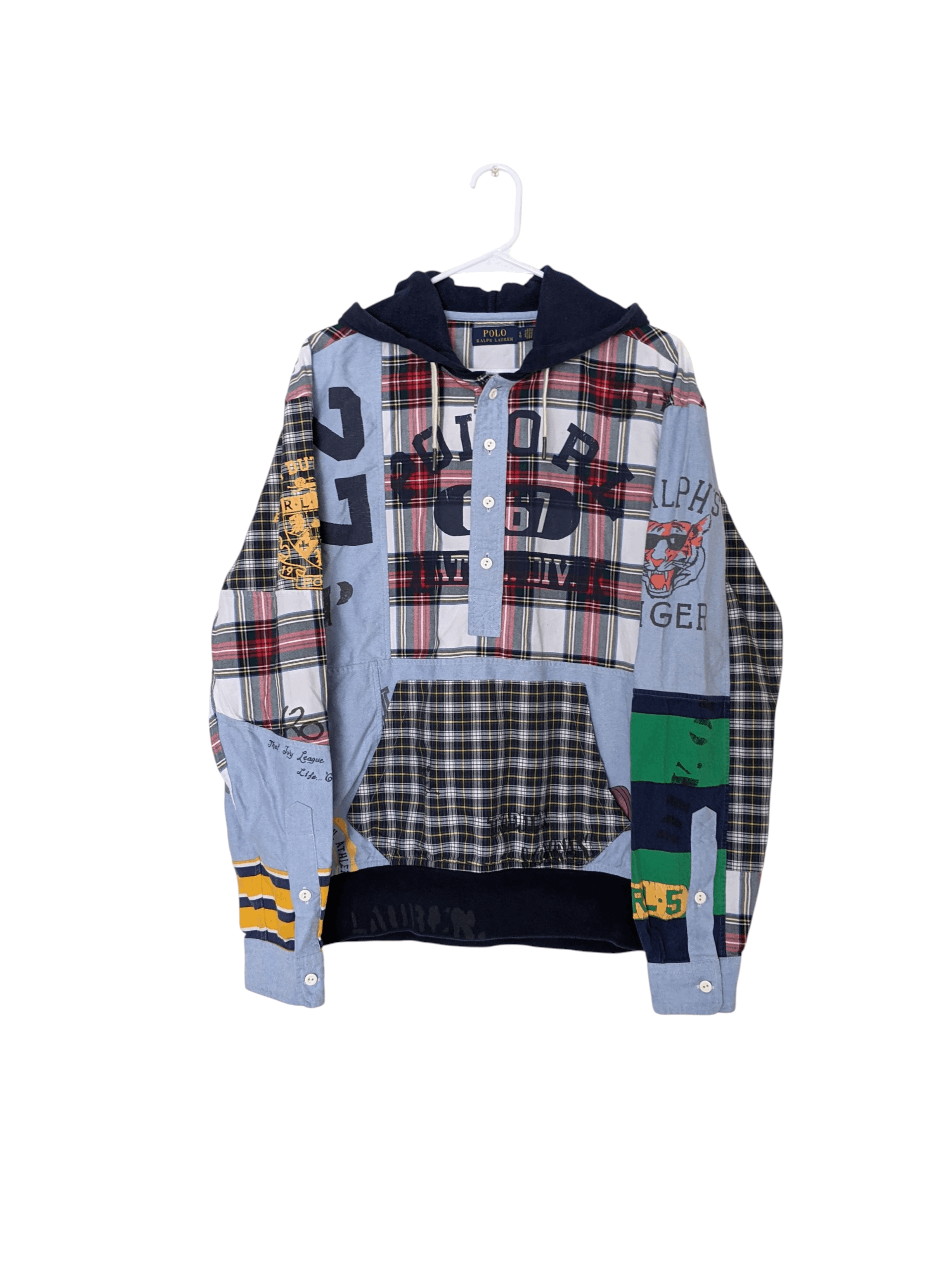 Vintage Rare Patchwork Ralph Lauren Hoodie Long Sleeve