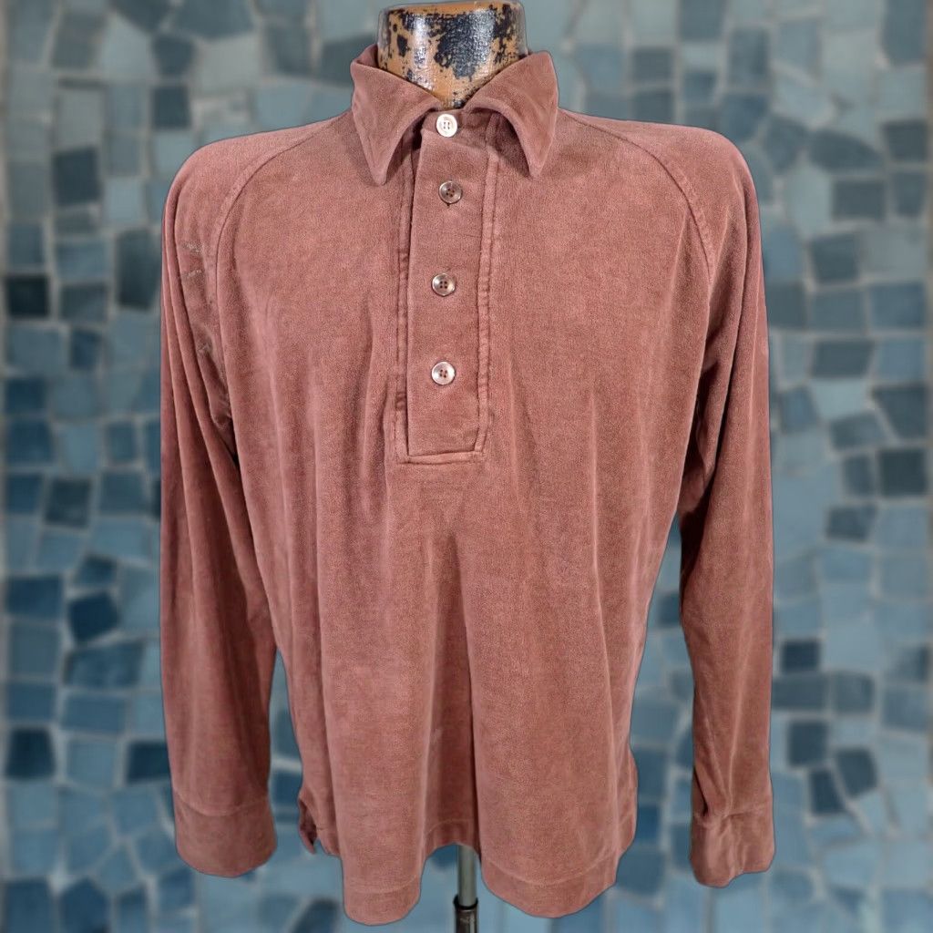 Sears Sears Kings Road Vintage 70s Velour Long Sleeve Pullover Shirt Mens M Retro Size US M / EU 48-50 / 2 - 1 Thumbnail