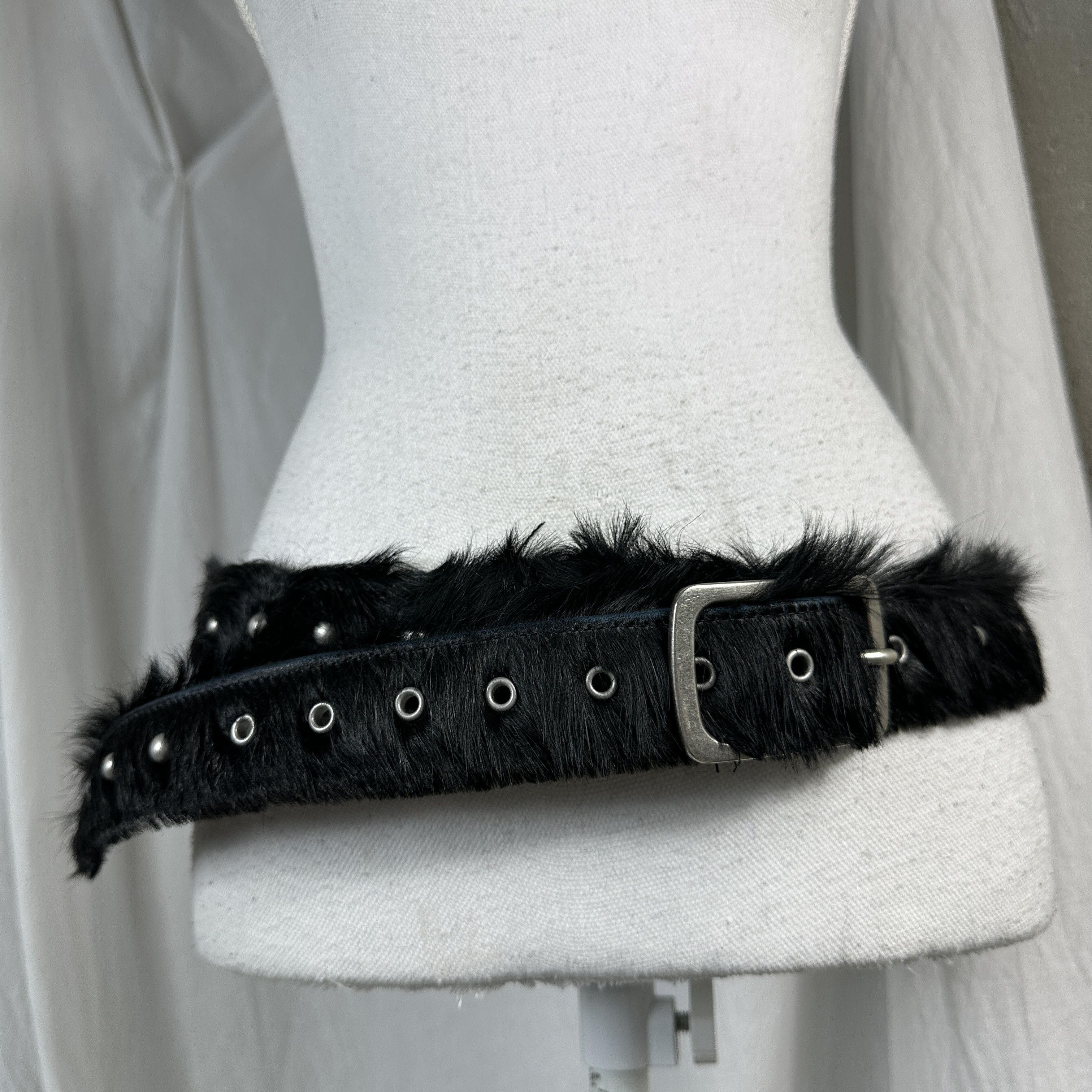 Dries Van Noten × Vintage Vintage Avant Garde Y2K Dries Van Noten Pony Hair Belt Size ONE SIZE - 3 Thumbnail