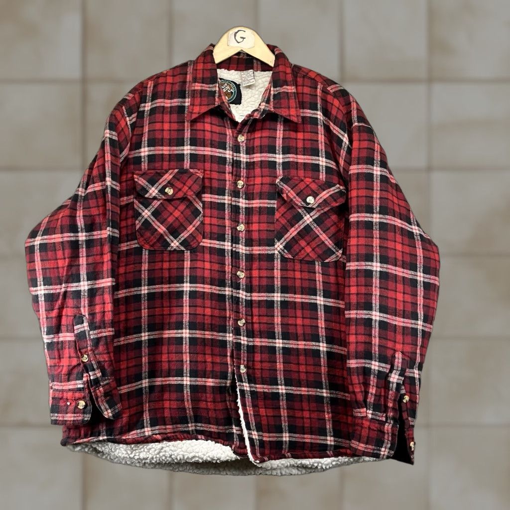Vintage Vintage 90s Sherpa Lined Flannel Jacket XL Button Up HEAVYWEIGHT Shaket 52x32 Size US XL / EU 56 / 4 - 1 Thumbnail