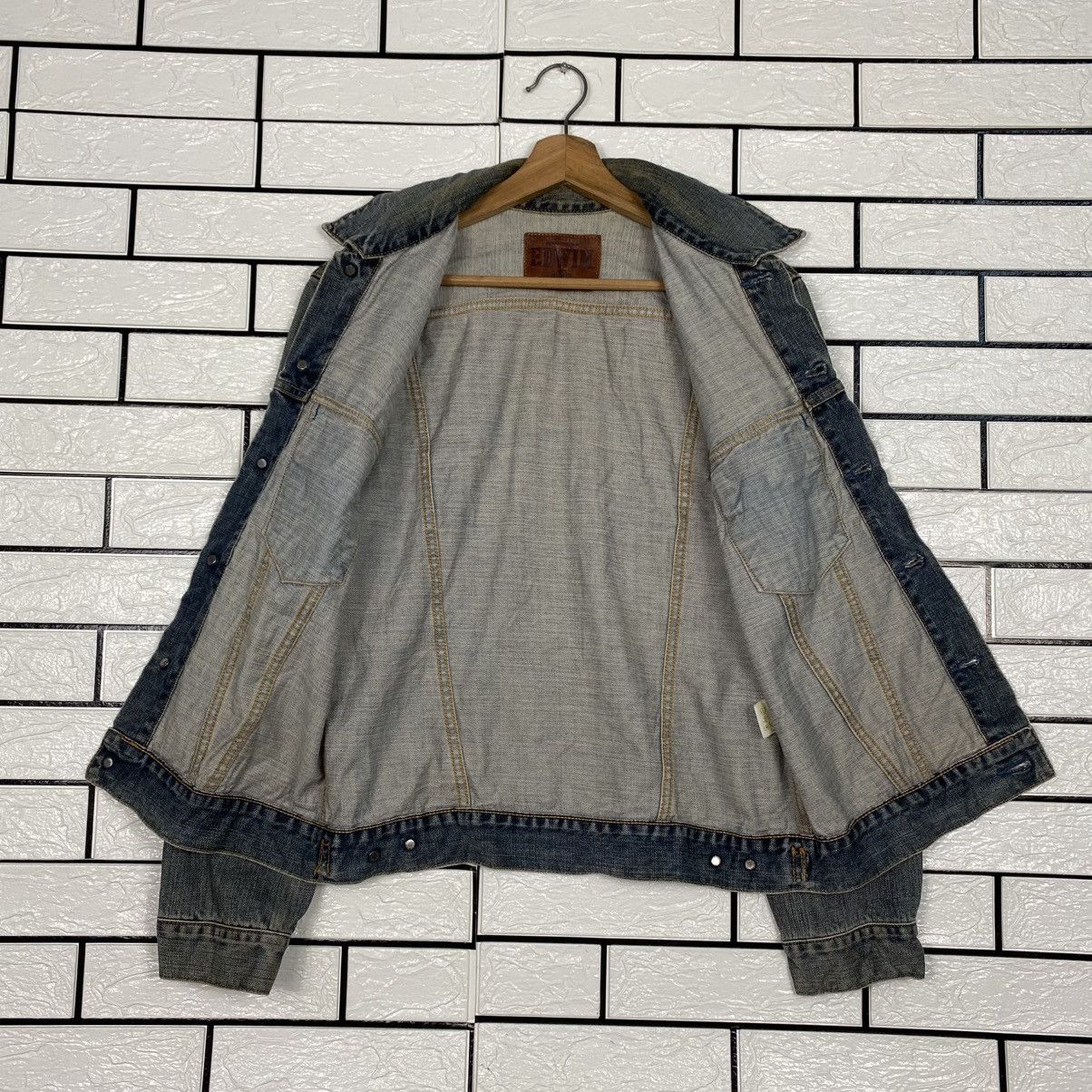 Edwin 📌Vintage Trucker Denim Jacket Edwin Cafe Racer Style Size US M / EU 48-50 / 2 - 16 Thumbnail