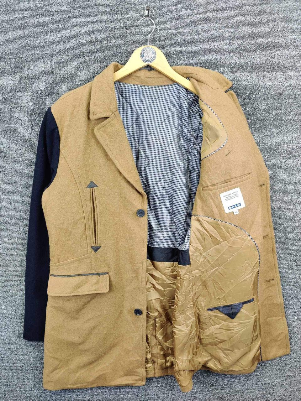 Japanese Brand Vintage D Pulse Colour Block Wool Long Coat Jacket Size US M / EU 48-50 / 2 - 7 Thumbnail