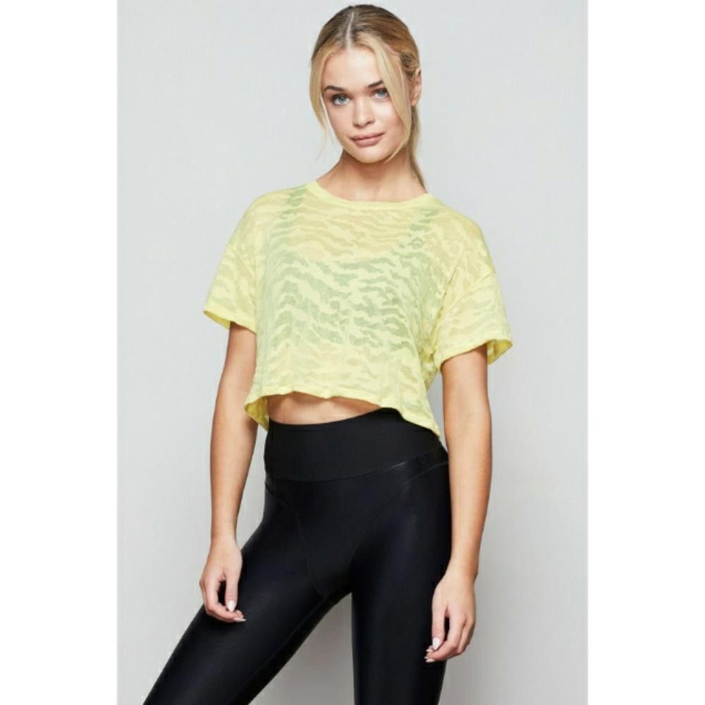 Designer Sun Beam | Good American | Zebra Burnout Short Sleeve Size XS / US 0-2 / IT 36-38 - 3 Thumbnail